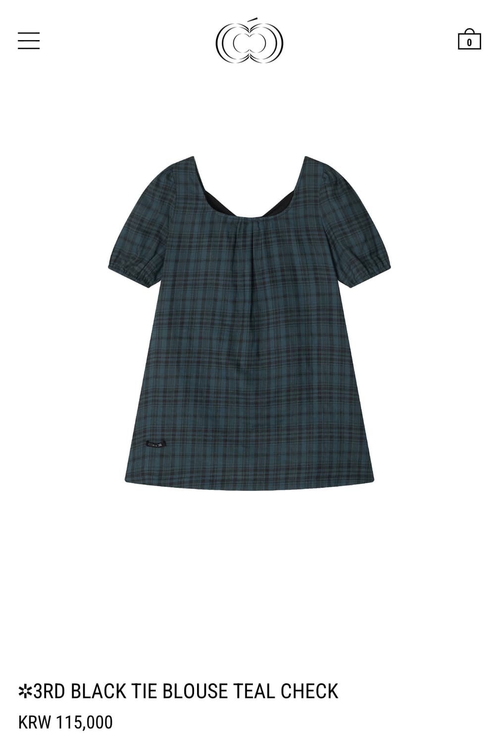 콜로신스 BLACK TIE BLOUSE TEAL CHECK 상품이미지1