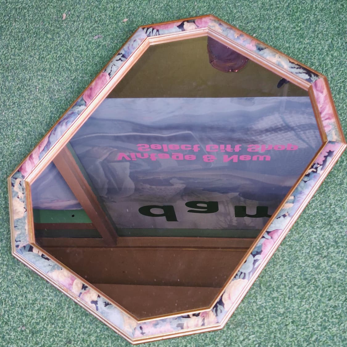 70s 이탈리아 엔틱 핸드 플로랄 우드 벽거울 상품이미지5