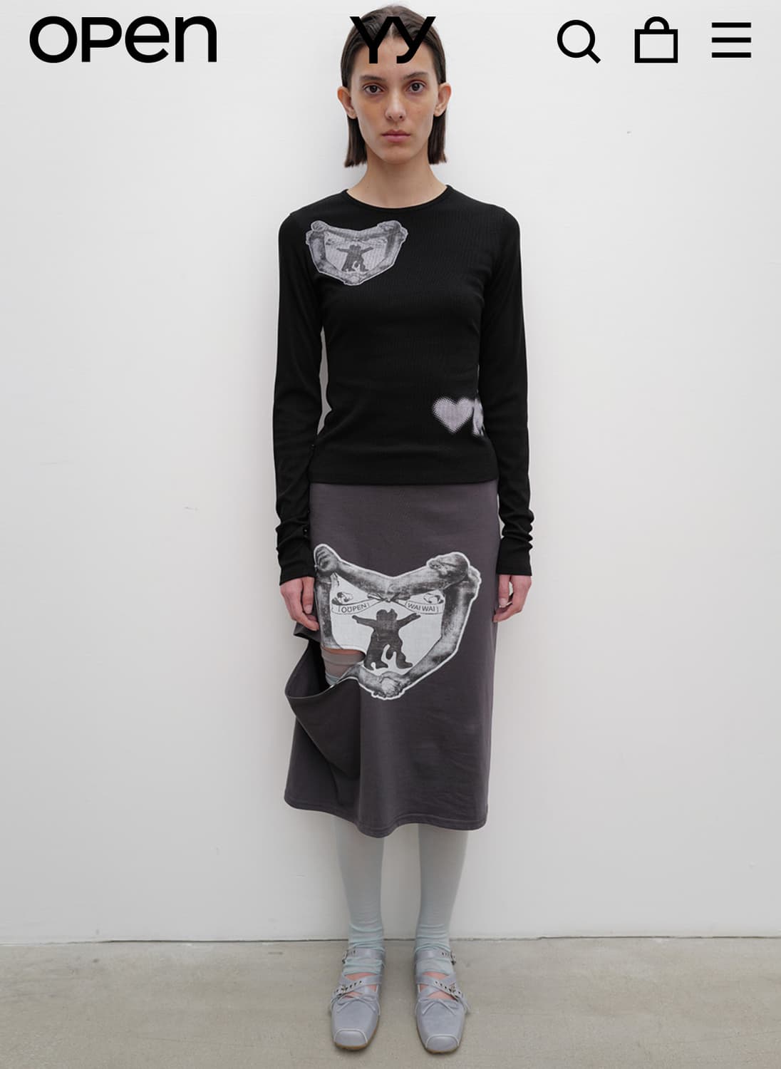 Open yy 오픈와이와이 YY HUG&HEART CUTOUT SKIRT 상품이미지2
