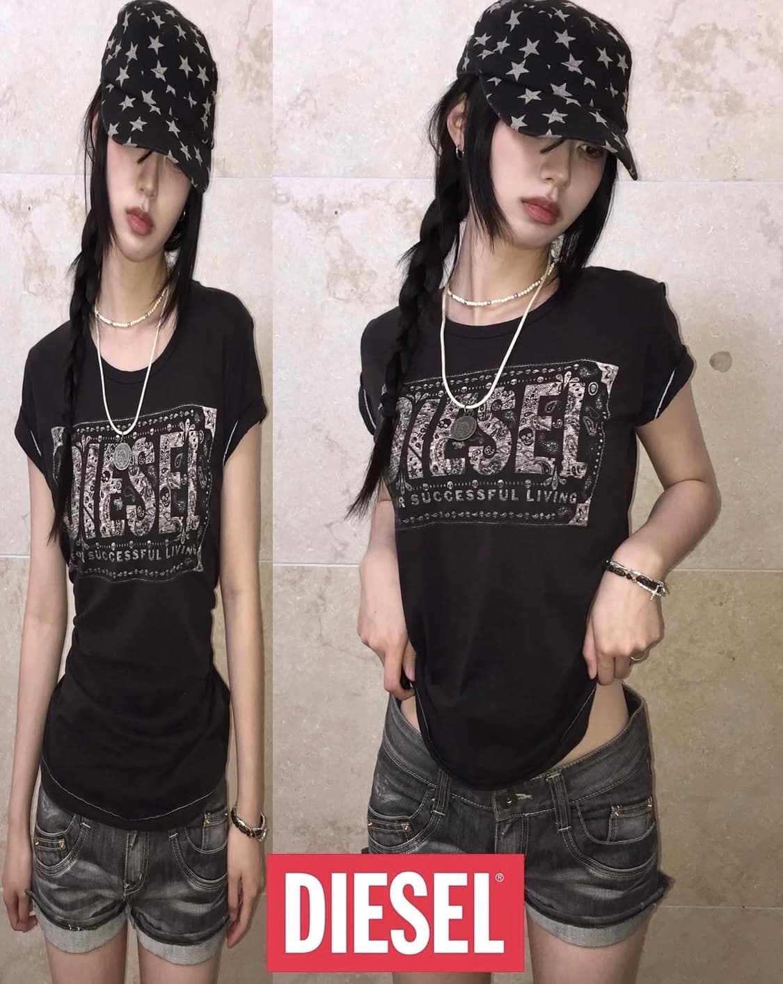 디젤 반팔 티셔츠 DIESEL Paisley Short Sleeve 상품이미지1