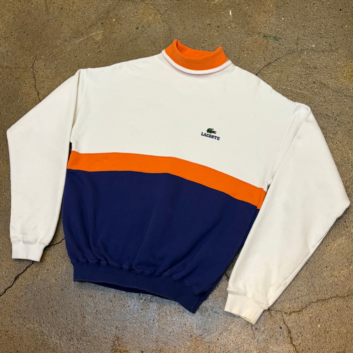 90s 미국 빈티지 라코스테 배색 더틀넥 목폴라 맨투맨 상품이미지2
