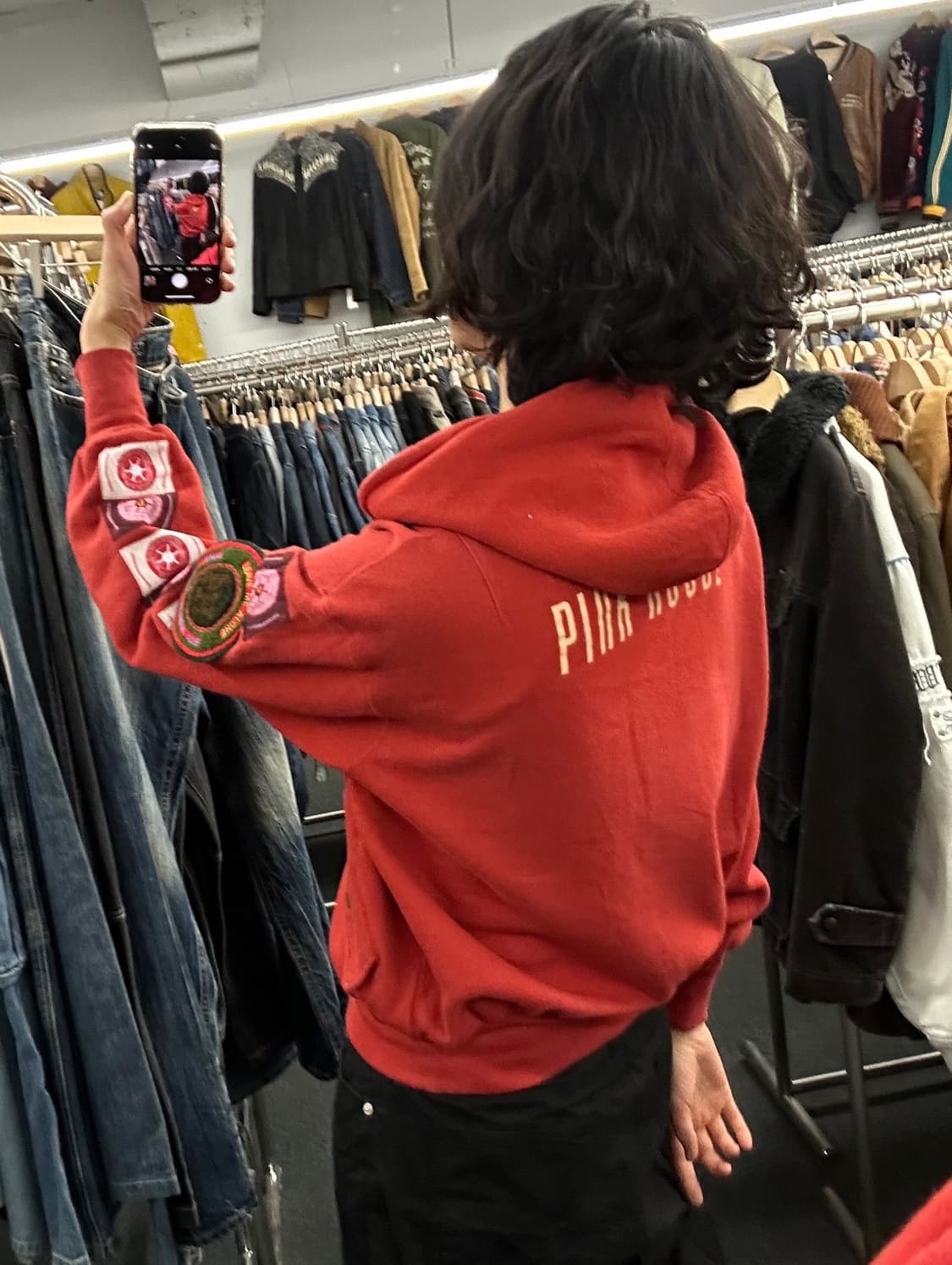 OS)Pink House 빈티지 패치 버건디 후드 자켓 상품이미지2