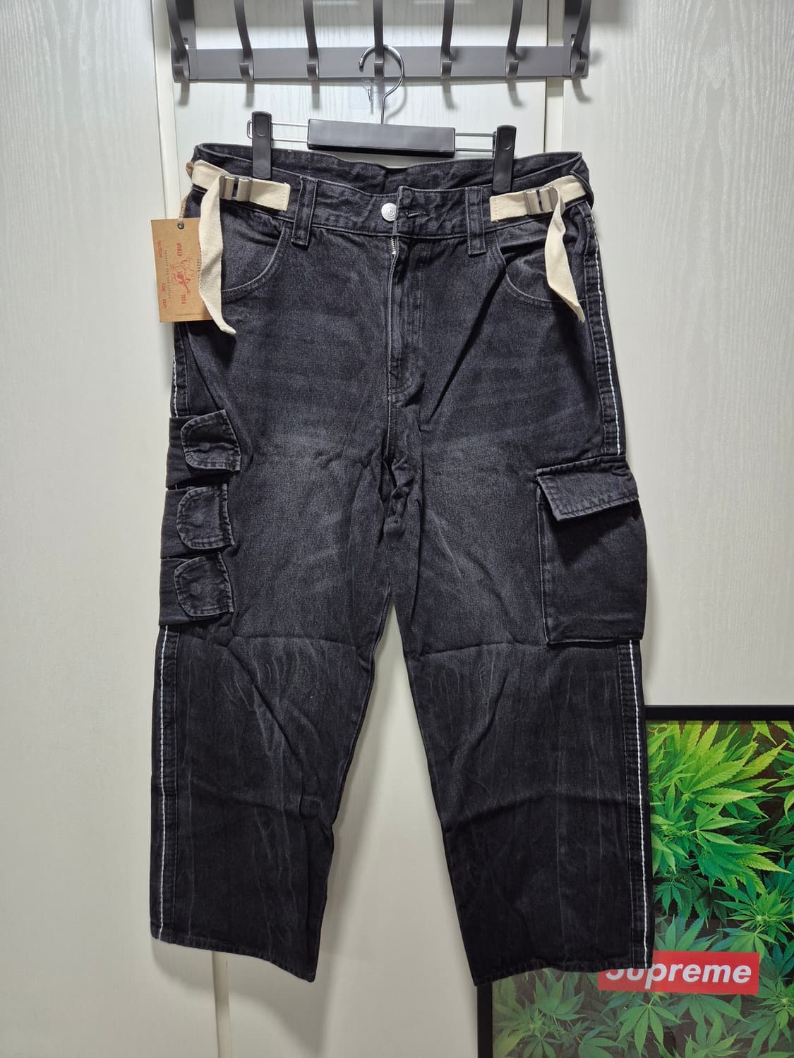 (타임세일)(새상품)트루릴리젼 블랙 워싱 카고 데님 팬츠L 상품이미지1