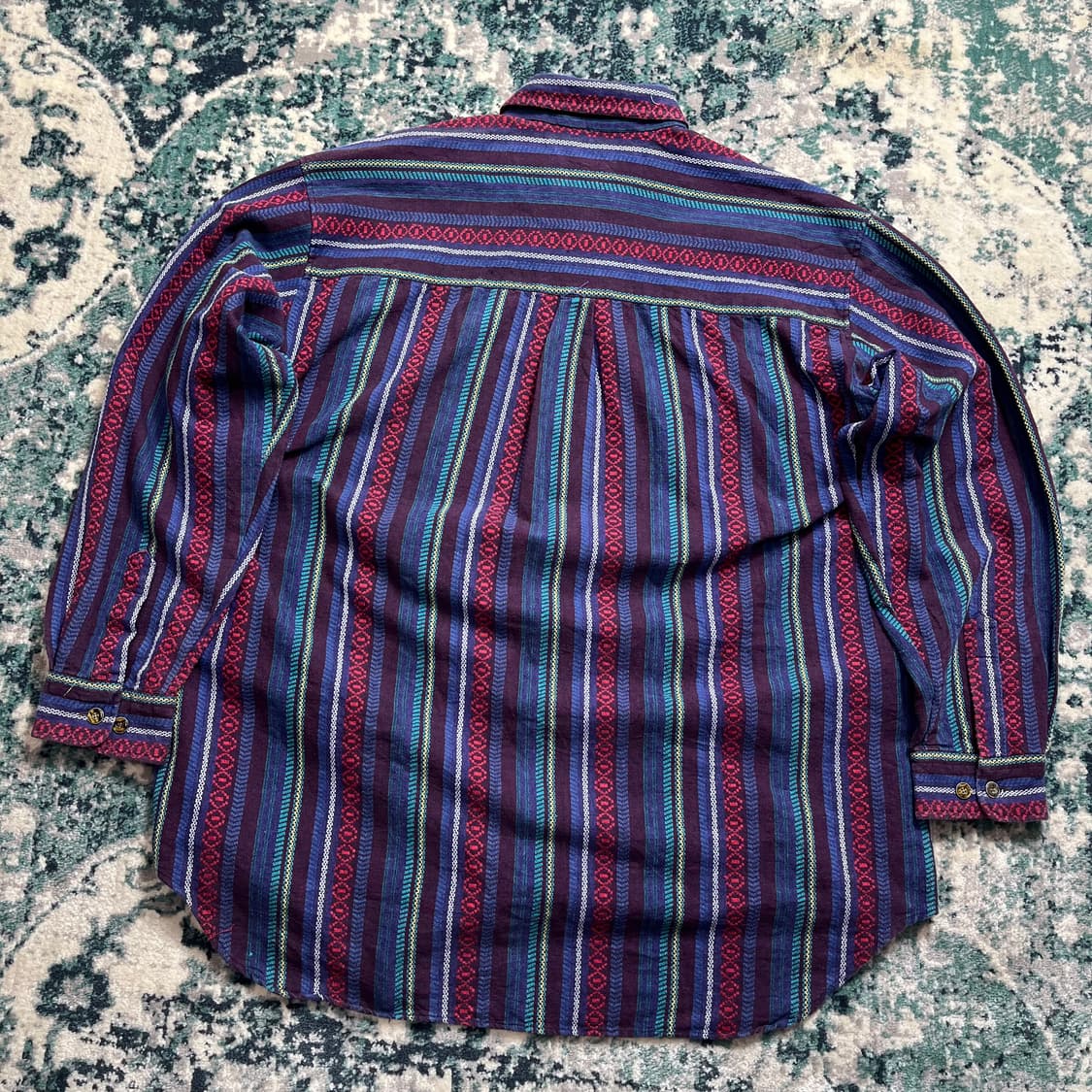 90s Th.usa terain 웨스턴 무드 스트라이프 셔츠(XL) 상품이미지5