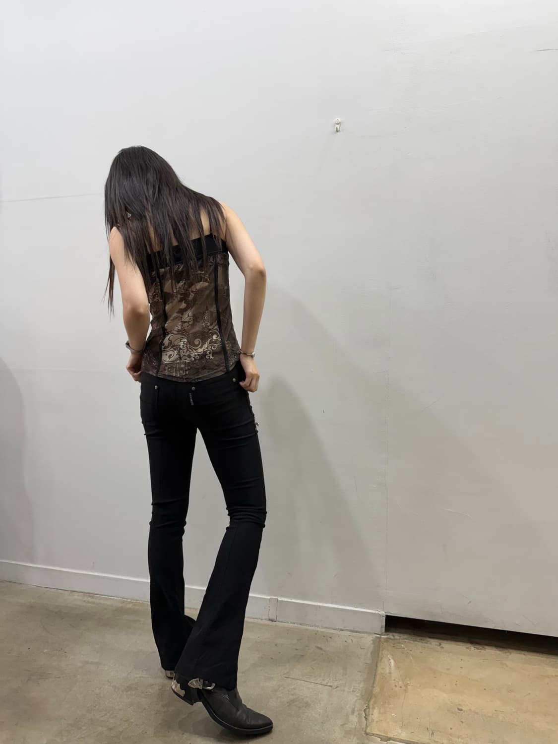 오즈온 고딕 무드 매쉬 부츠컷 팬츠 상품이미지4