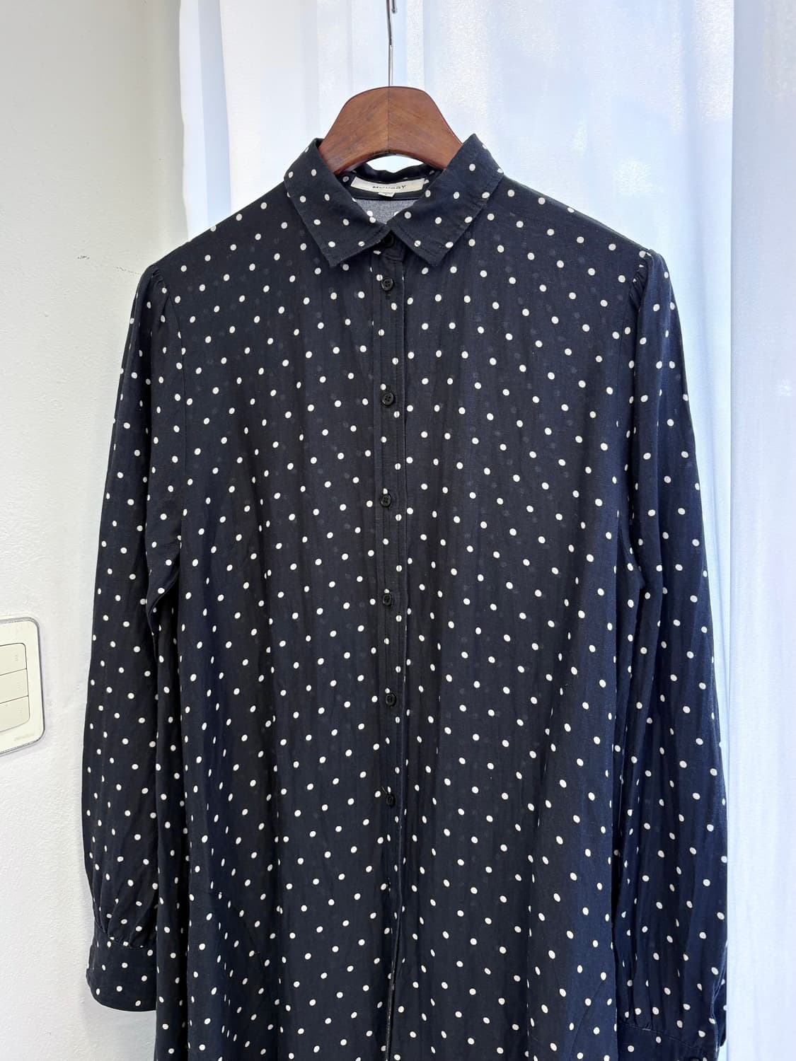 MOUSSY 도트 네이비 로브 맥시 롱 원피스 JPN  상품이미지3