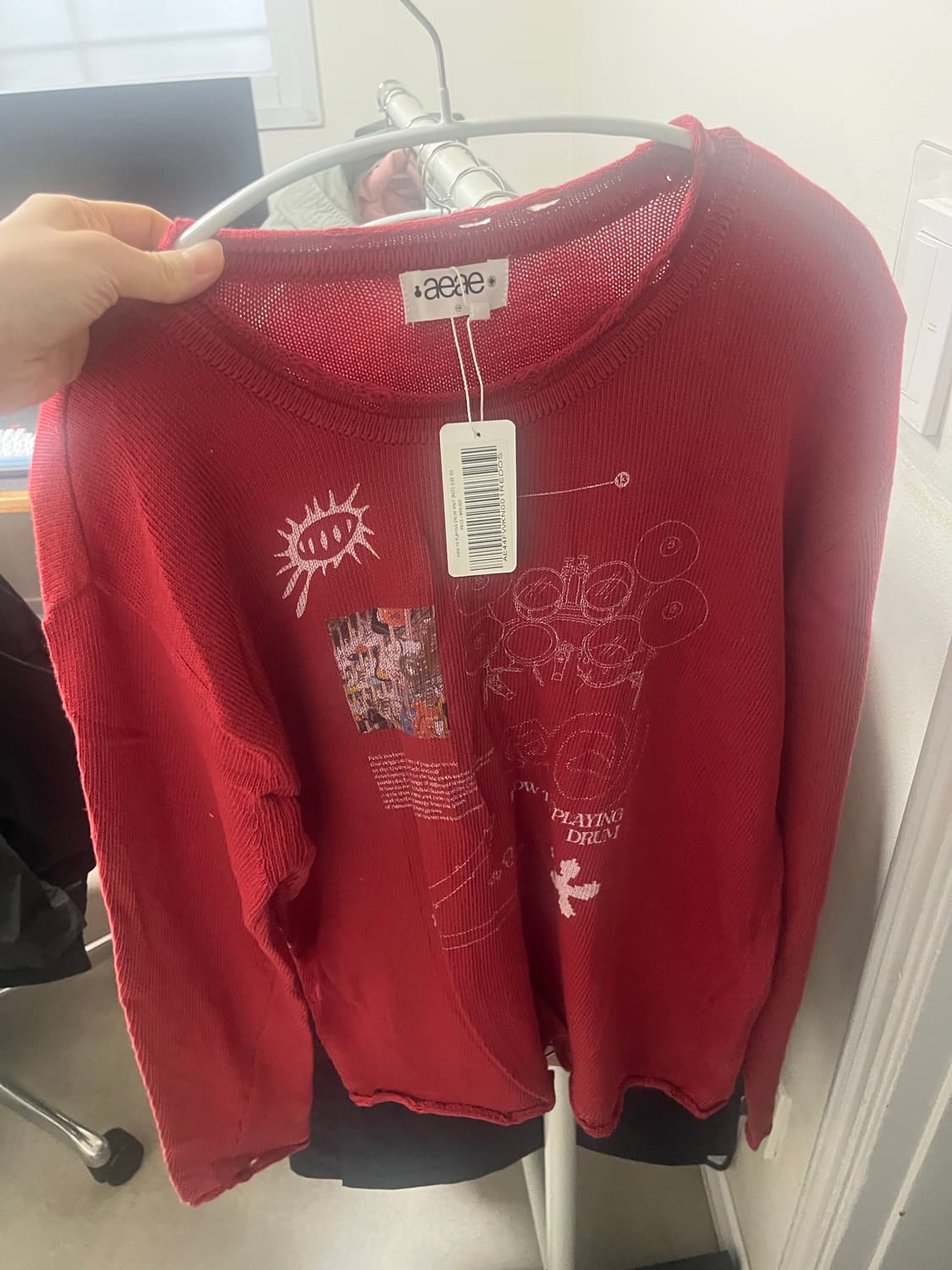 aeae how to playing drum knit  red 새상품 상품이미지3