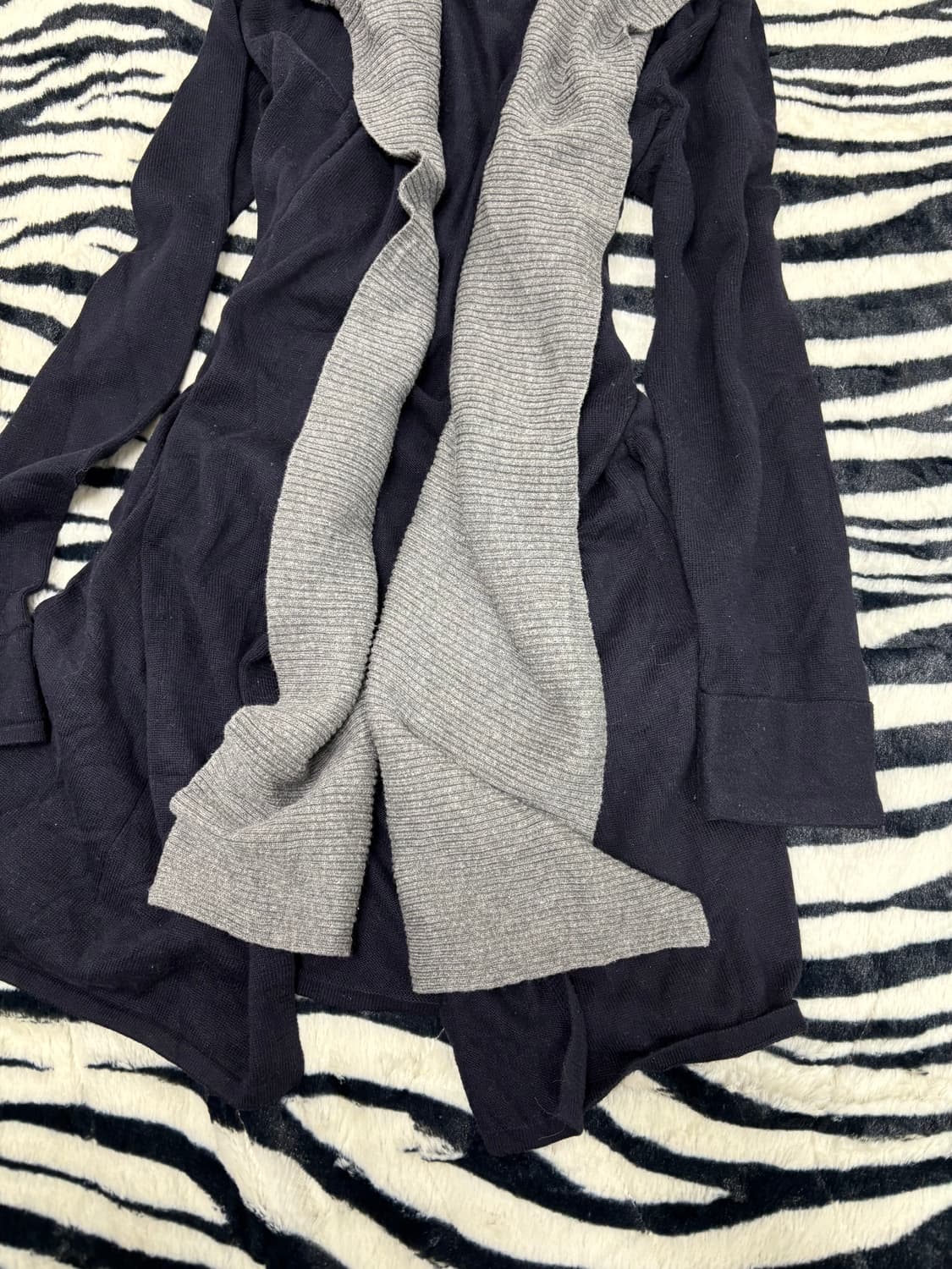 Grey Hoodie Cardigan Layered Navy Cardig 상품이미지8