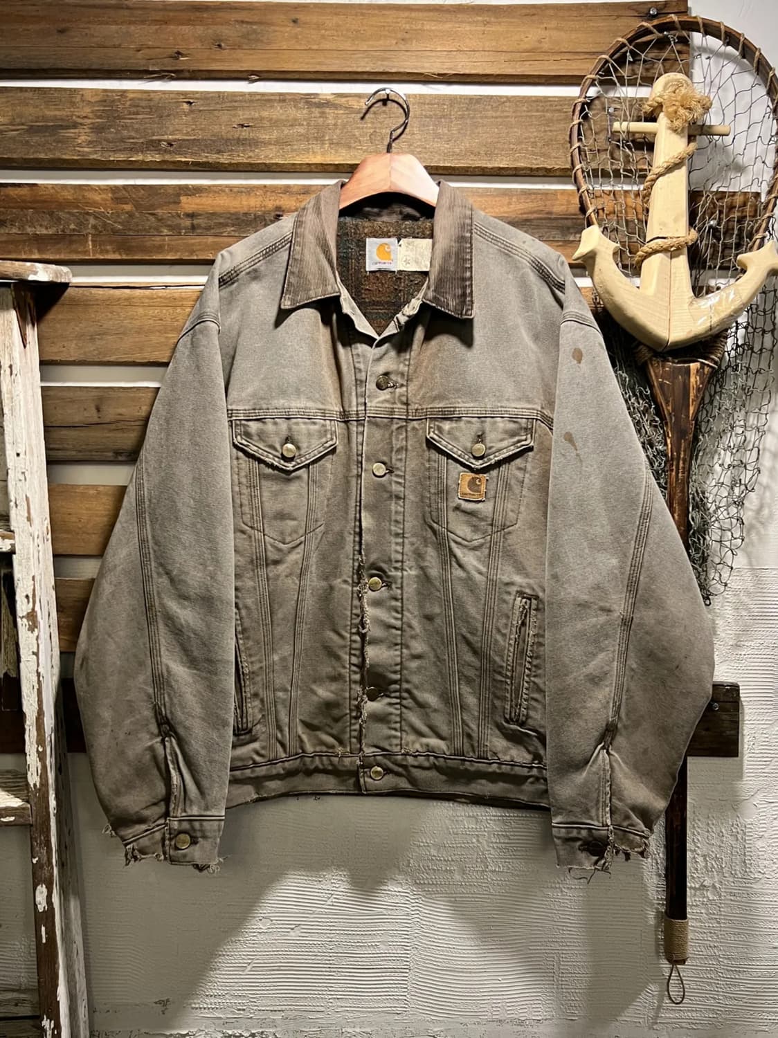 [L]90's 칼하트 USA Made 데미지드 캔버스 트러커 워크 자켓 상품이미지1