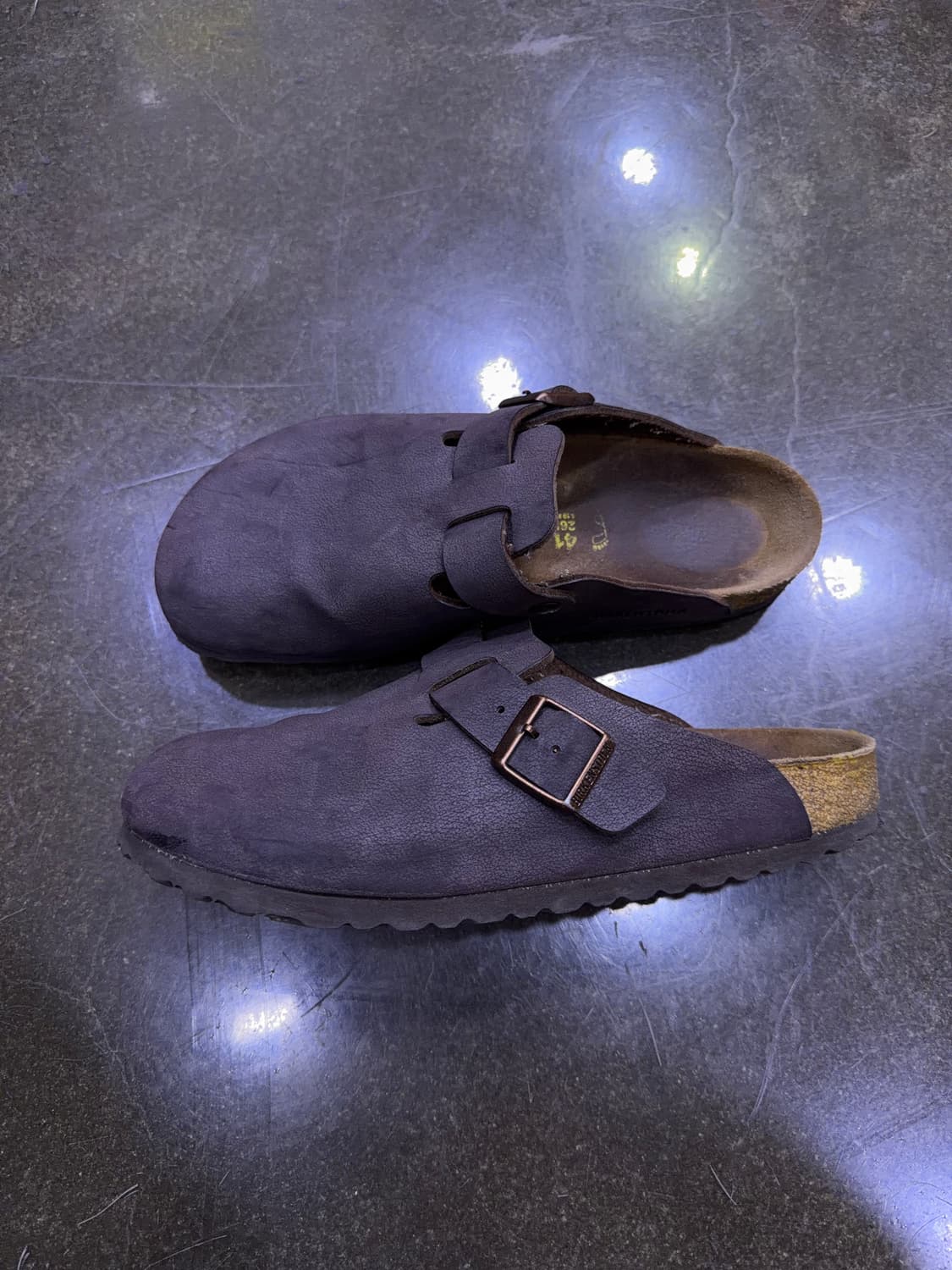 버켄스탁 보스턴 레더 샌들 슬리퍼 슈즈 퍼플 브라운 265 상품이미지5