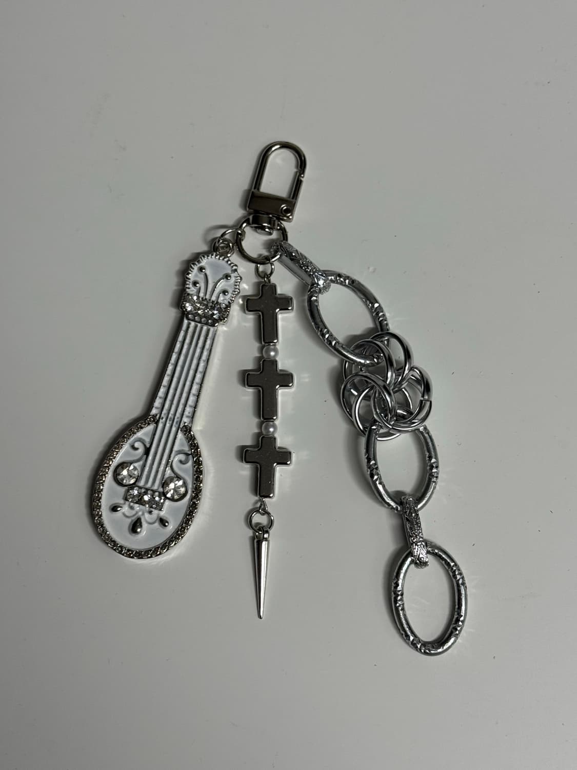 화이트 기타 십자가 크로스 블링 체인 키링 상품이미지3