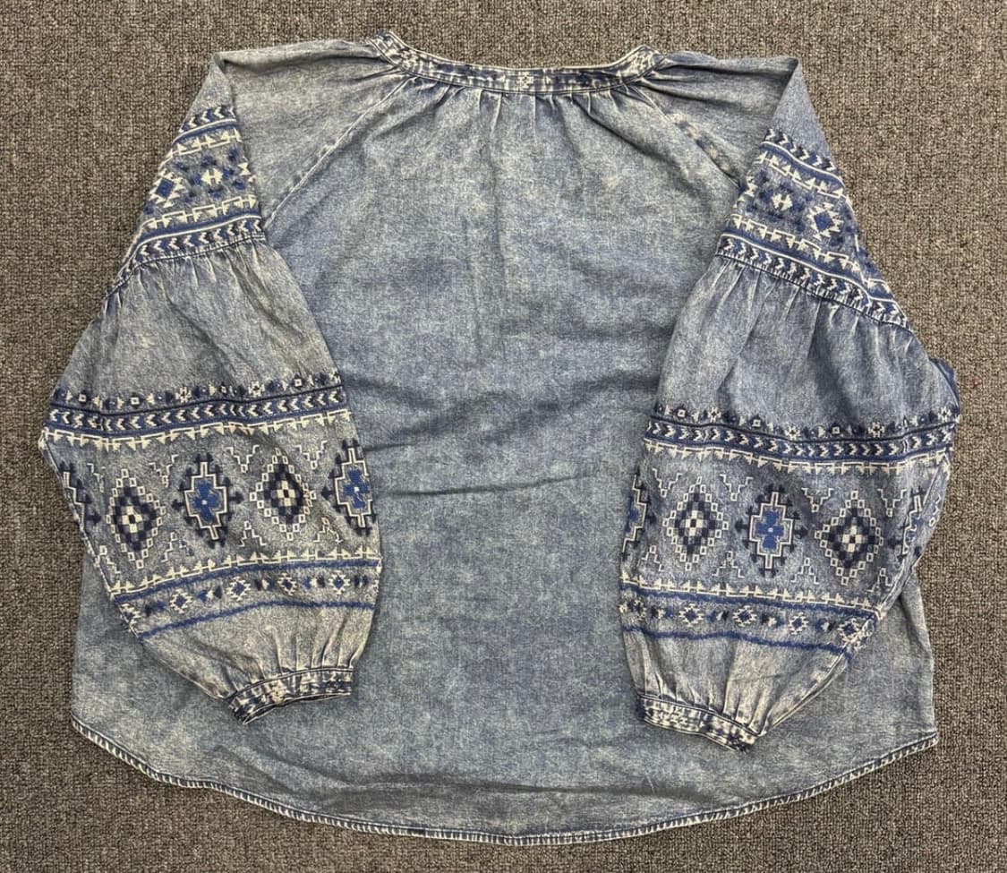 TITICACA 빈티지 나바호 패턴 데님 블라우스 셔츠 상품이미지4