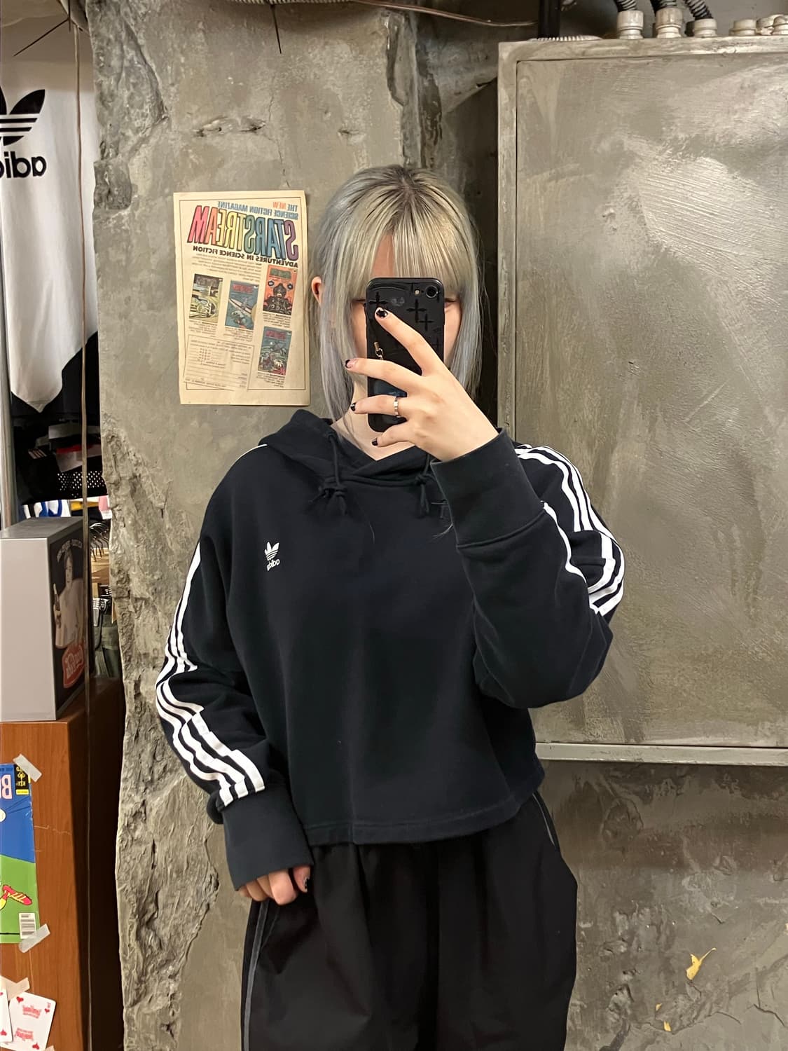 아디다스 크롭 후드 블랙 M  #csz679 상품이미지2
