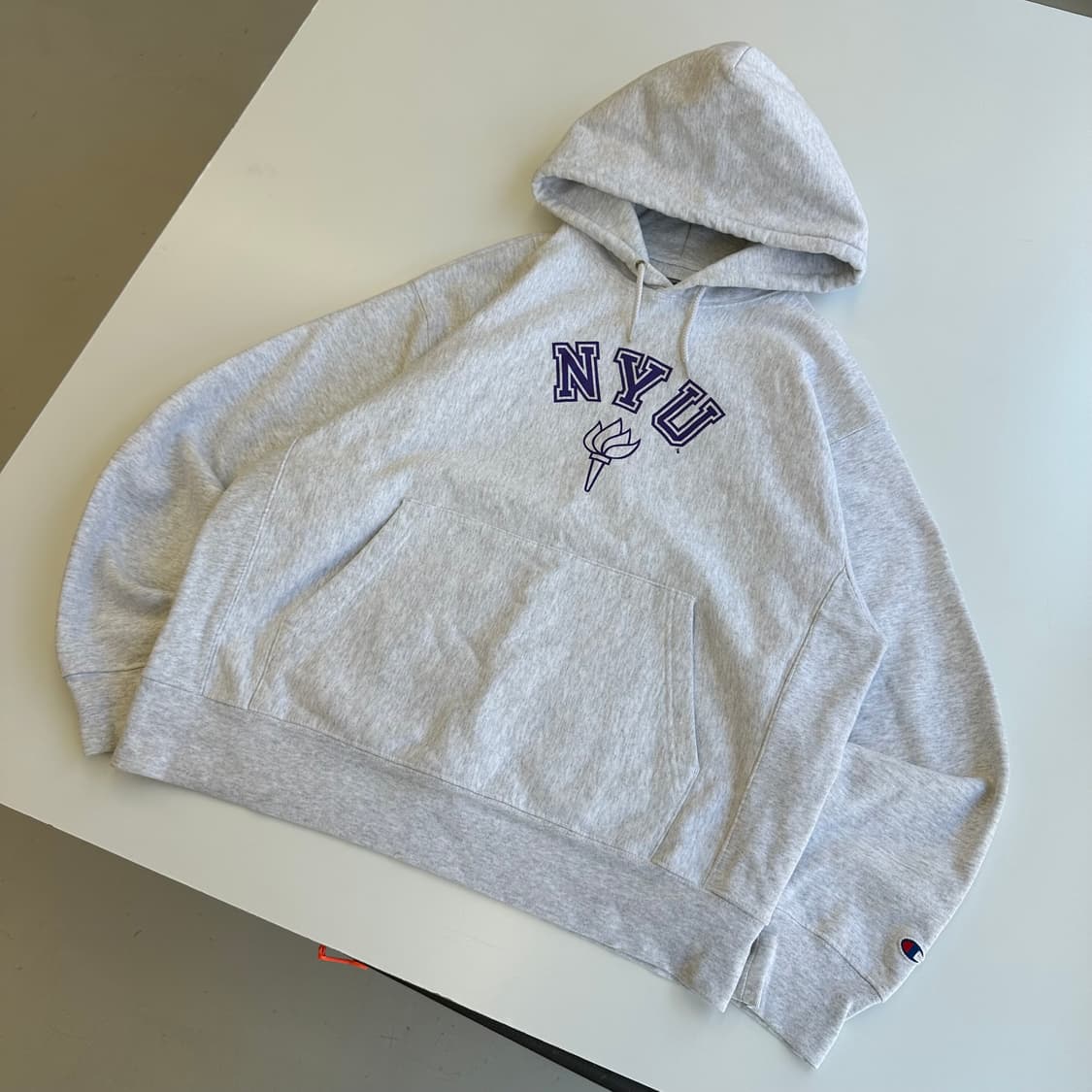 챔피온 90‘s 리버스위브 NYU 멜란지 후드티 상품이미지1