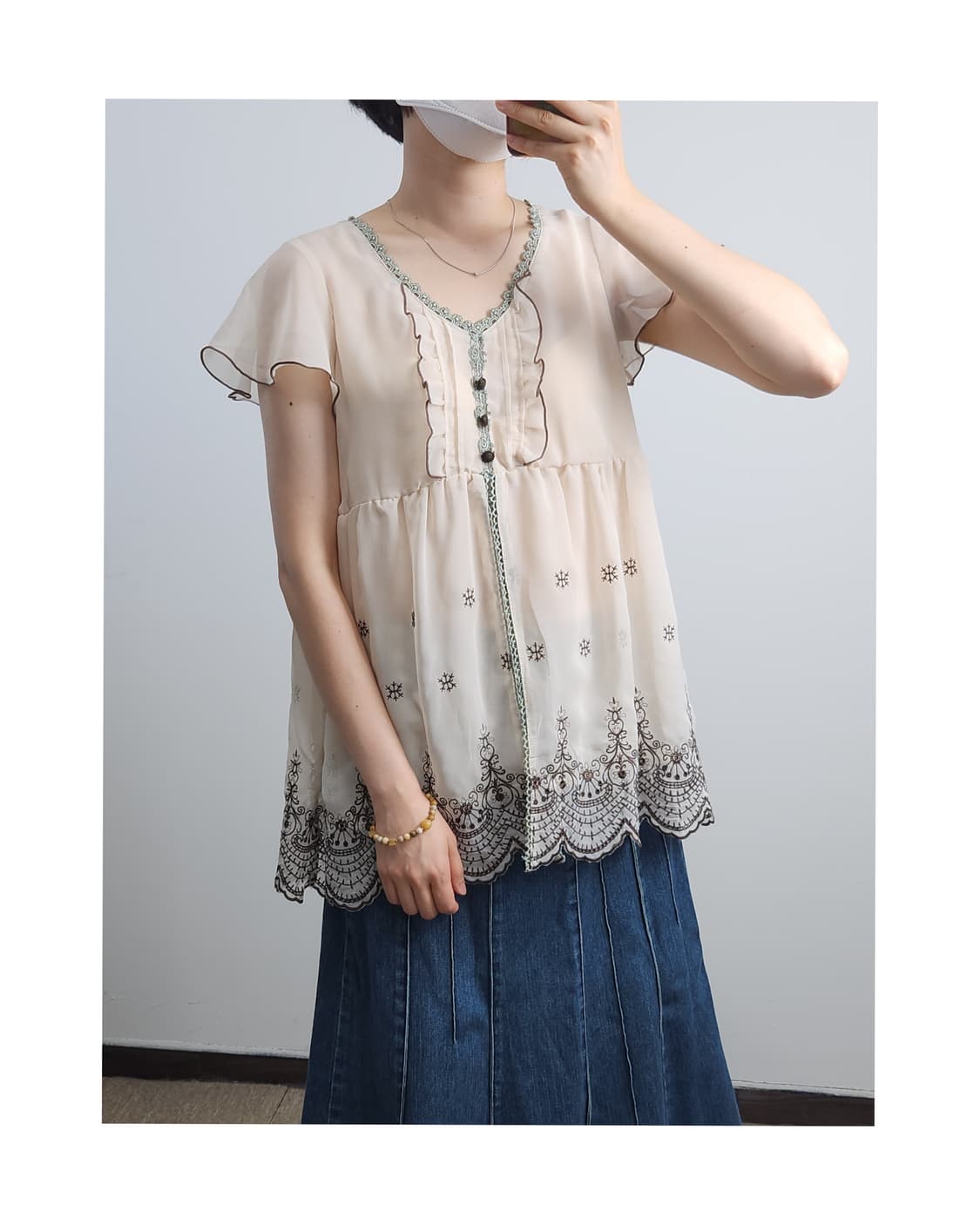 axes femme 자수 블라우스 상품이미지1