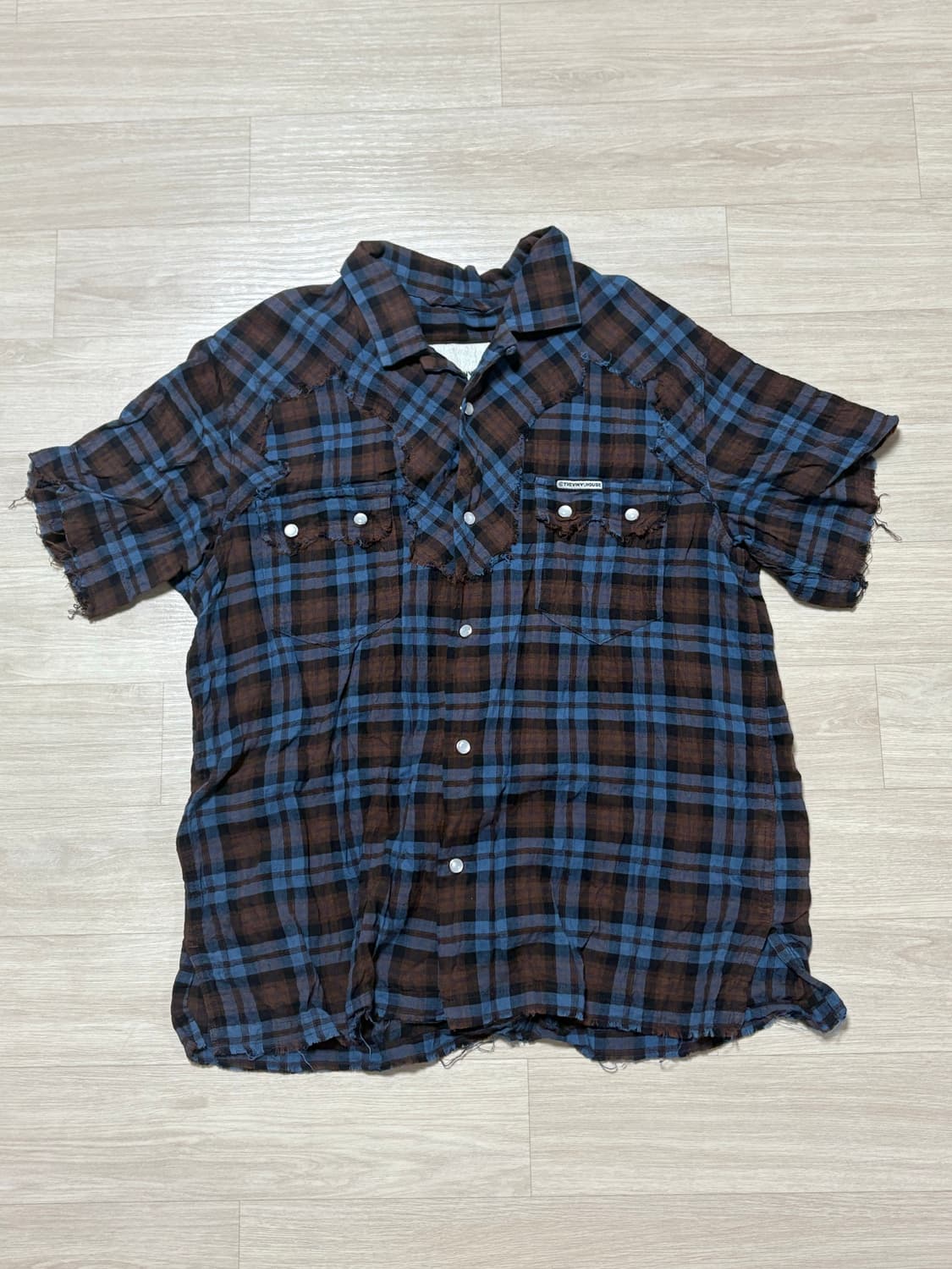 더바이닐하우스 웨스턴 숏 슬리브 셔츠 네이비 블루 s 상품이미지1