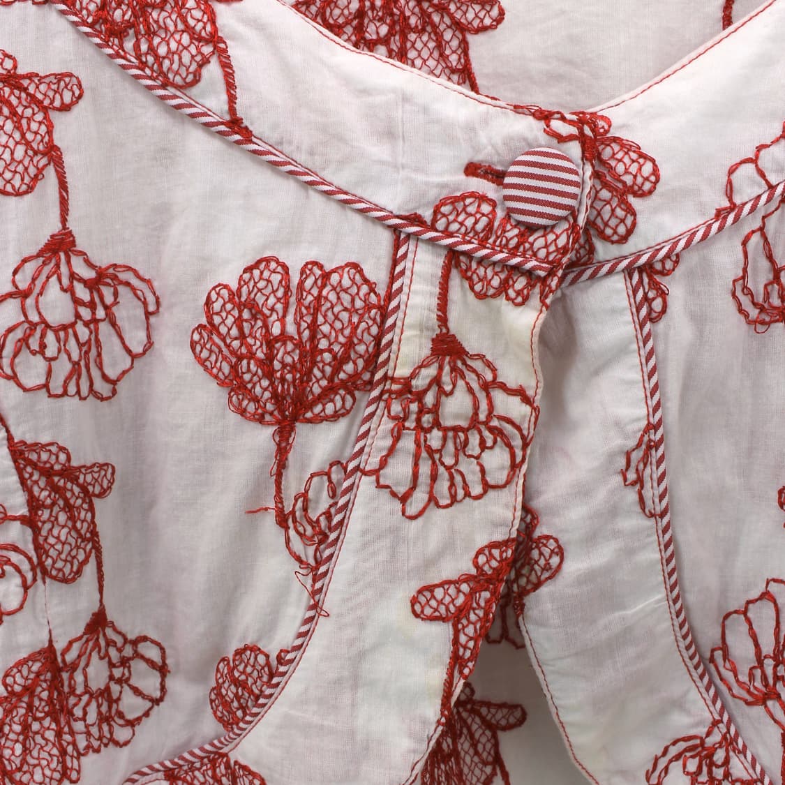 일본 빈티지 레드 자수 크롭 레이어드 블라우스 볼레로 상품이미지3