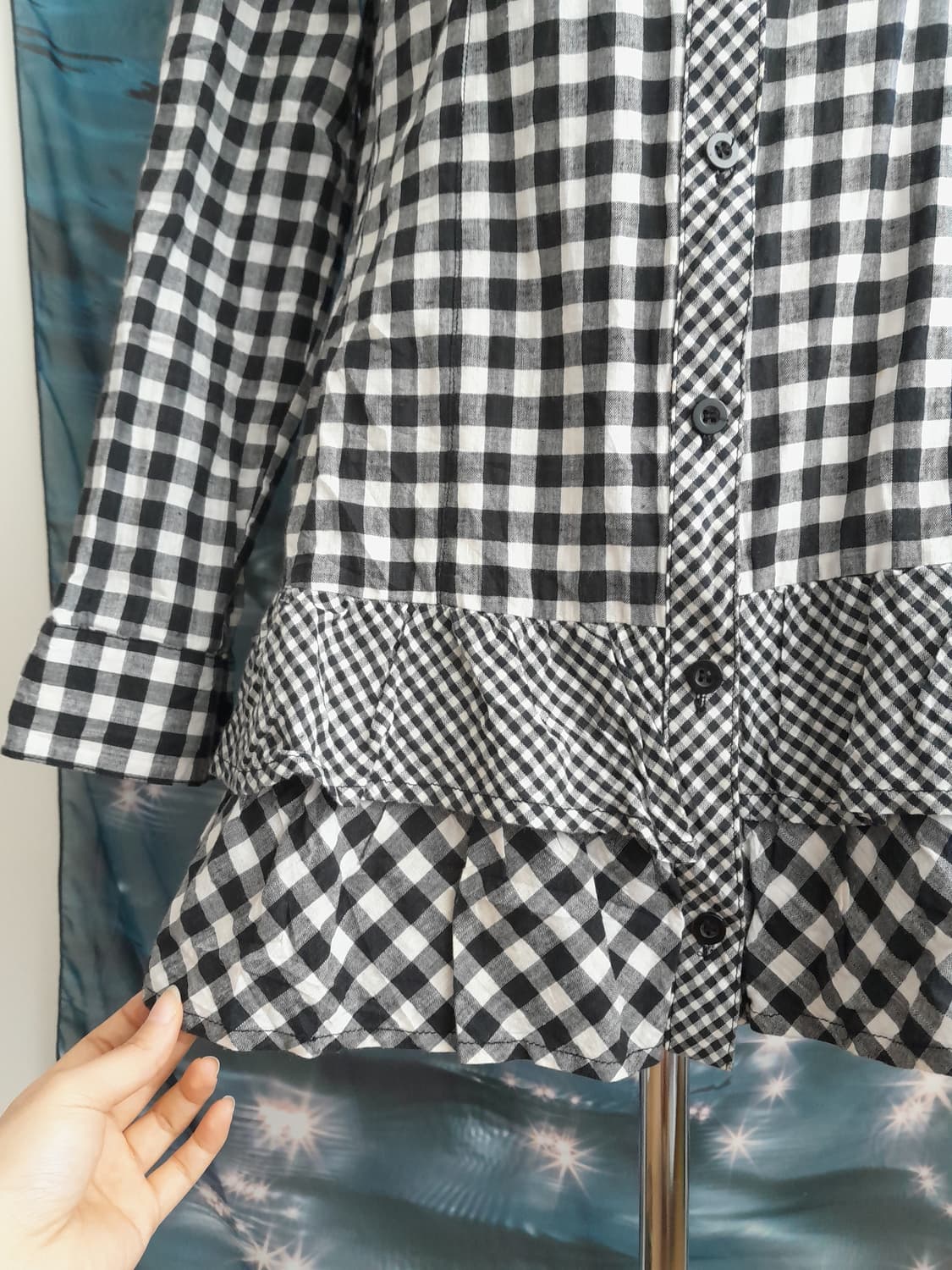 체크 프릴 셔츠 원피스 상품이미지3