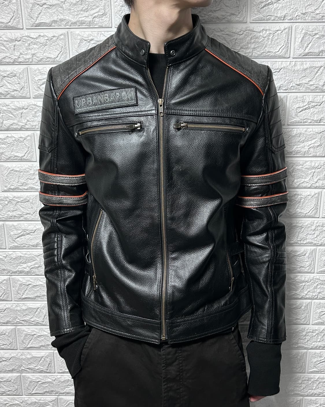 VIIBOY 스컬 패치 카우 레더 자켓 상품이미지1