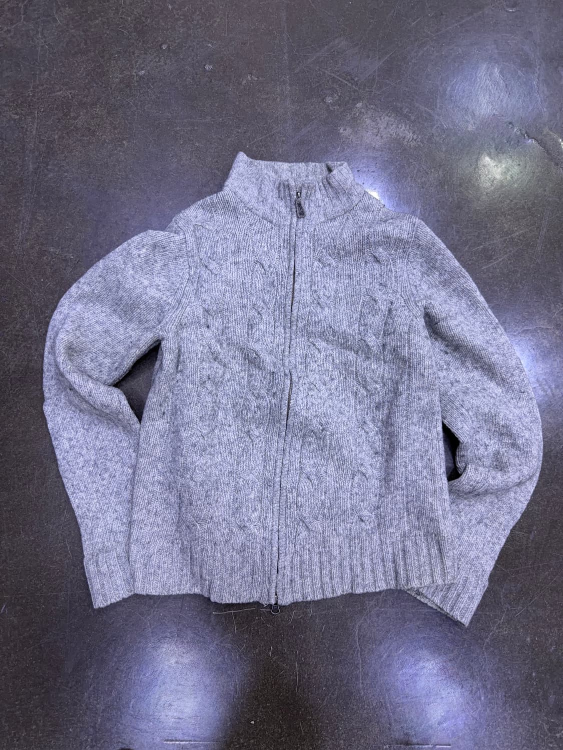 타미힐피거 코튼 케이블 니트 스웨터 투웨이 집업 라이트 그레이 M 상품이미지1