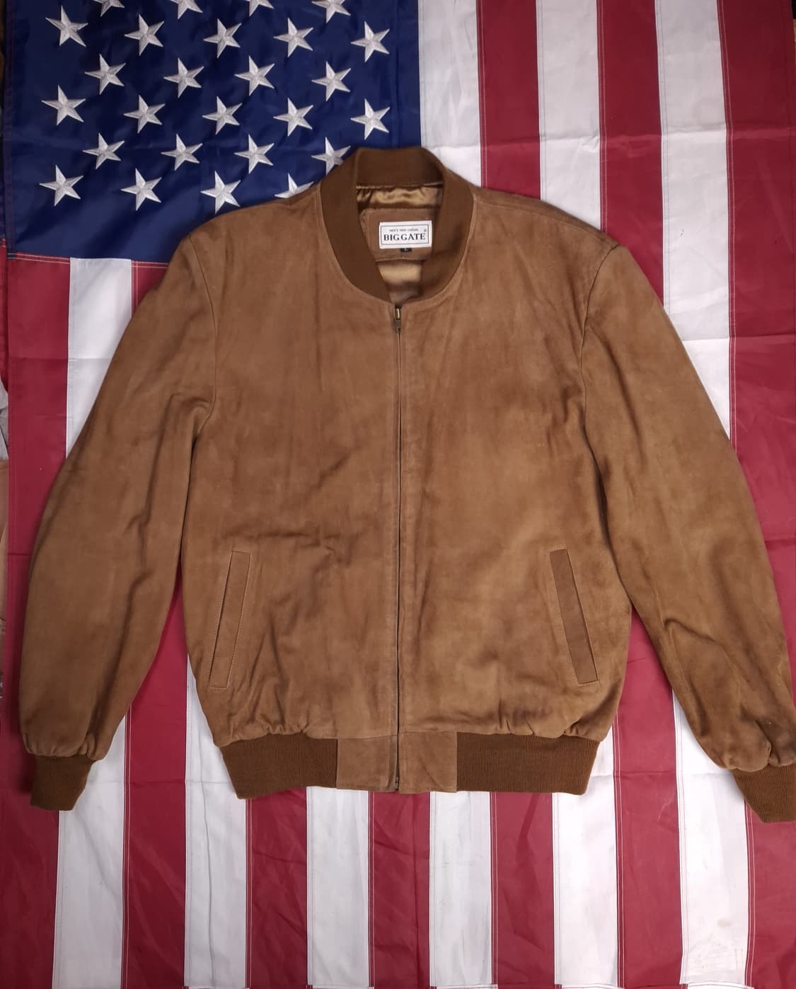 90's 국내산 빅게이트 리얼램스킨레더 스웨이드 봄버자켓 상품이미지1