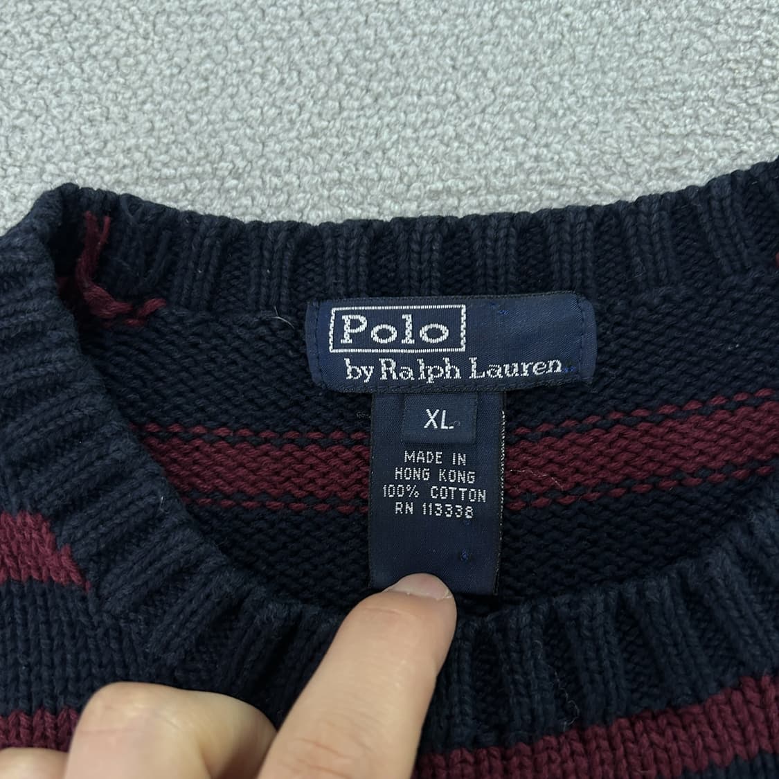 폴로 랄프로렌 스트라이프 니트 블랙/레드 XL 상품이미지2
