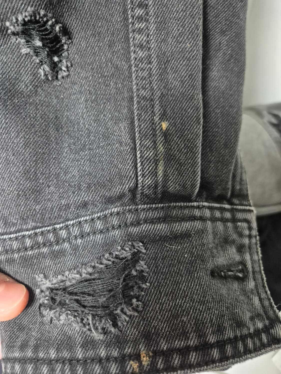 준지 흑청 데미지 트러커 46사이즈 상품이미지3