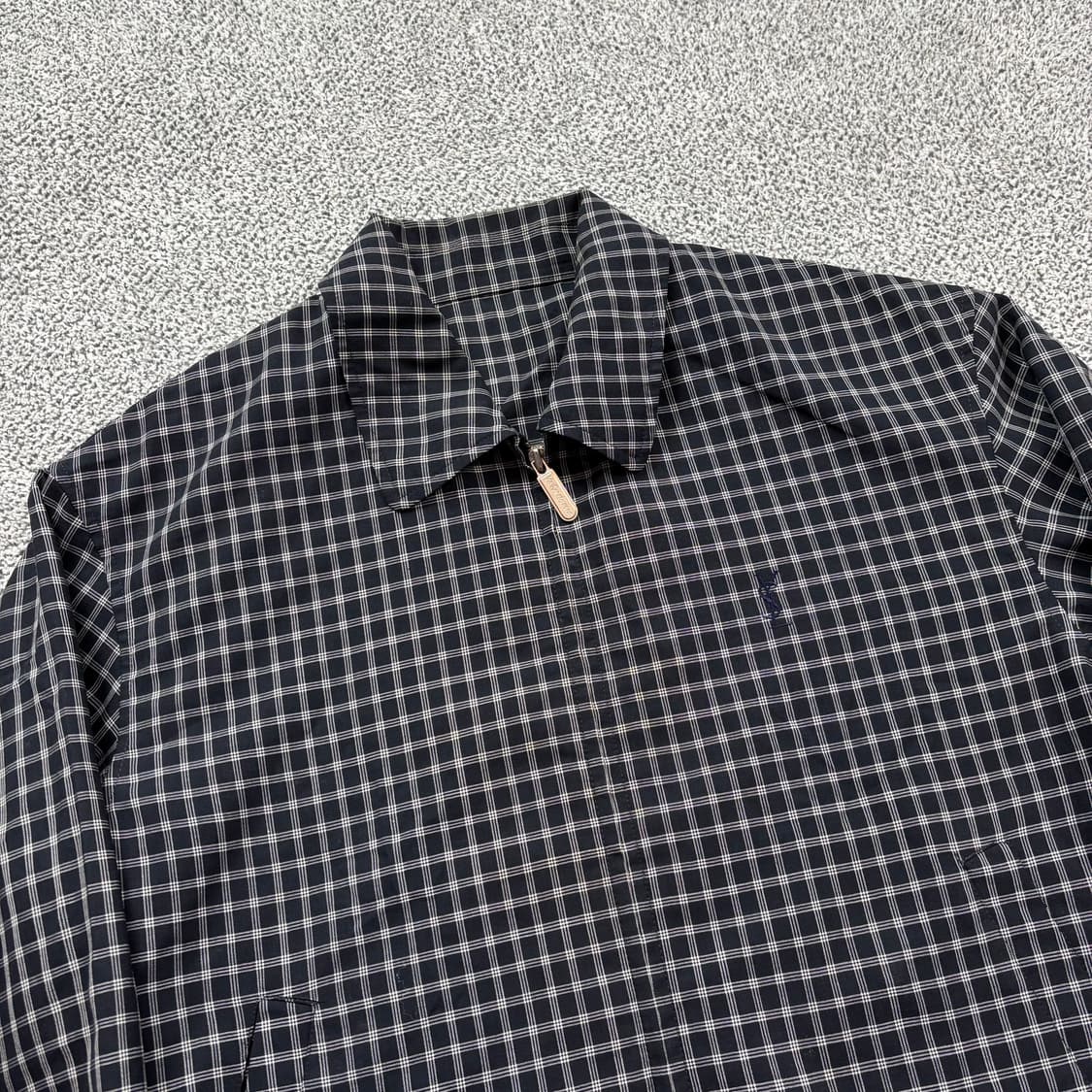 입생로랑 90s 블랙 체크 린넨 자켓 상품이미지2