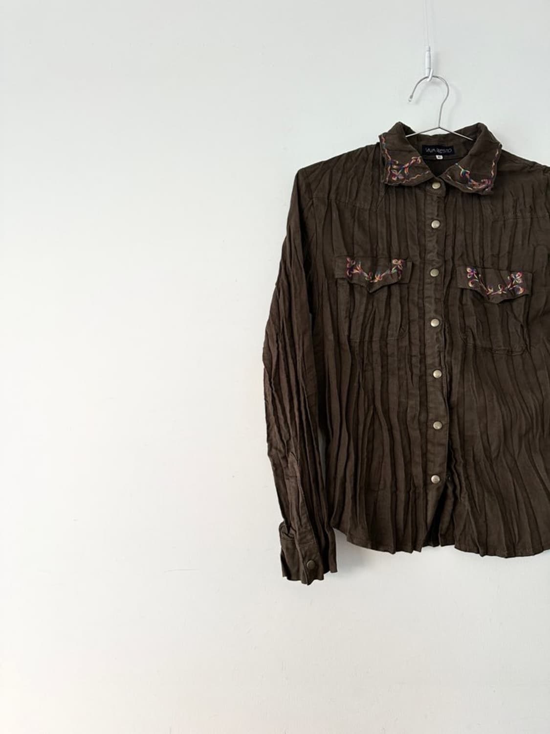 Rainbow embroidery suede shirt 상품이미지2