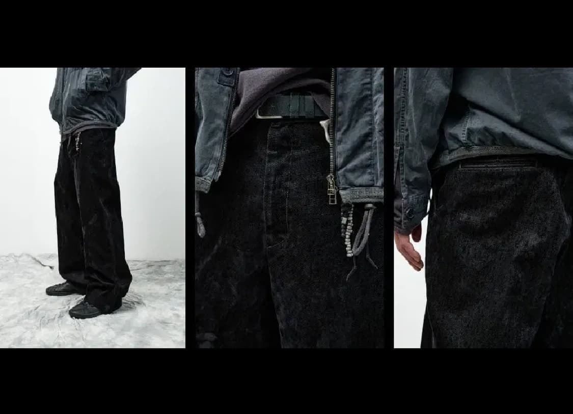 해칭룸 레귤러 트라우저 벨벳 데님 블랙 3(M) 상품이미지4