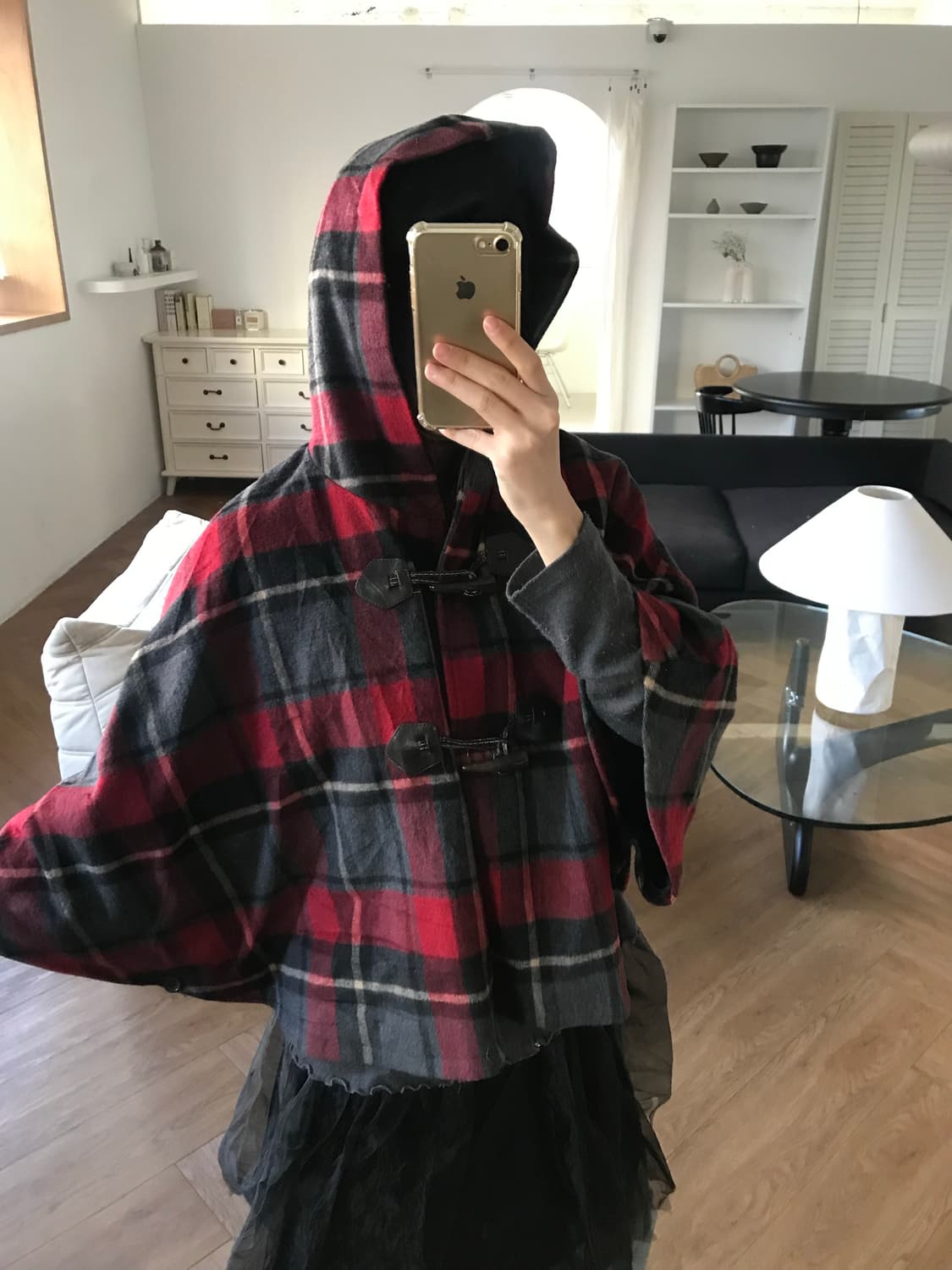 vintage hood pattern cape 상품이미지1