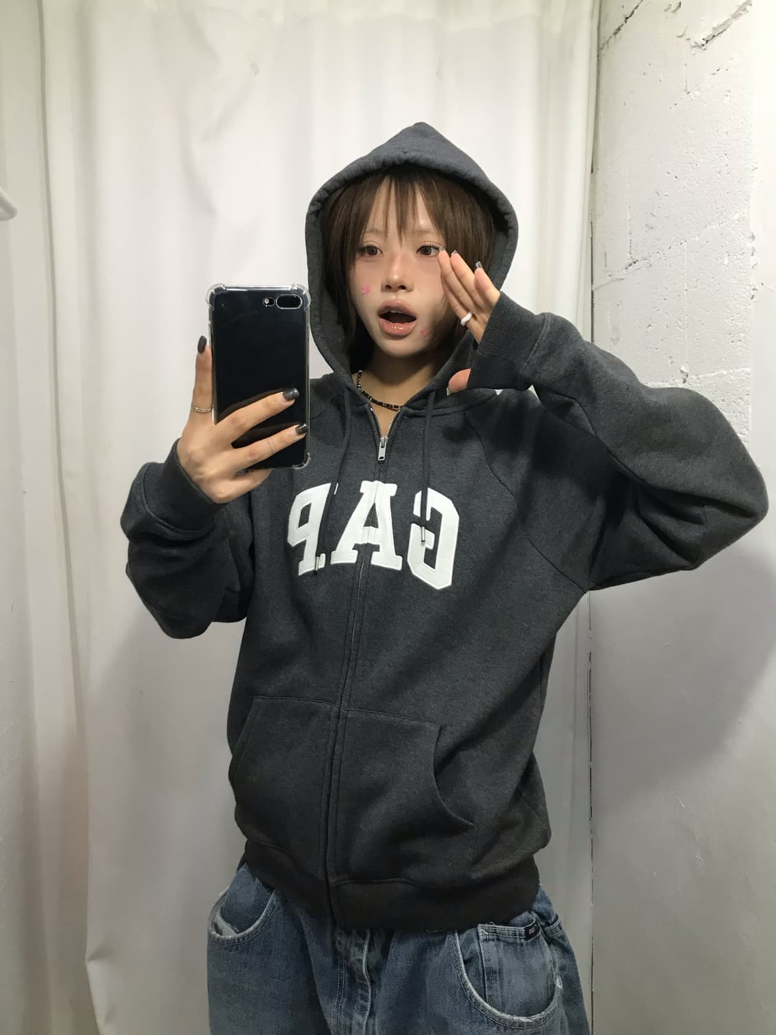 Gap 차콜 로고 후드집업 상품이미지3