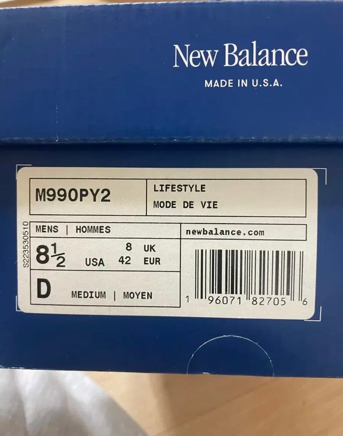 뉴발란스 990 v2 퍼플 옐로우 265 상품이미지3