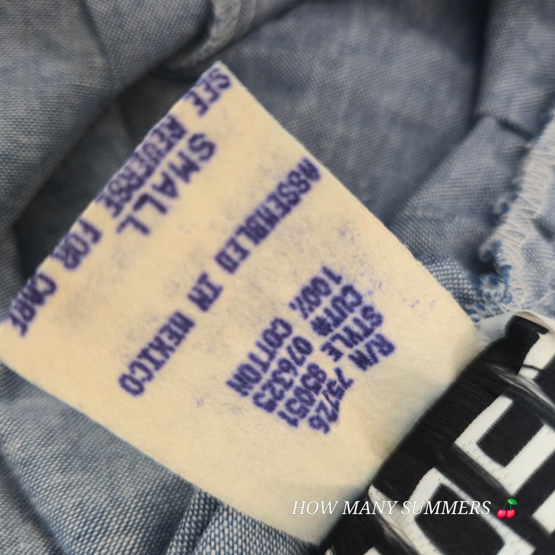 테디 샴브레이 롱 스커트 S 블루 코튼 빈티지 밴딩 포켓 상품이미지3