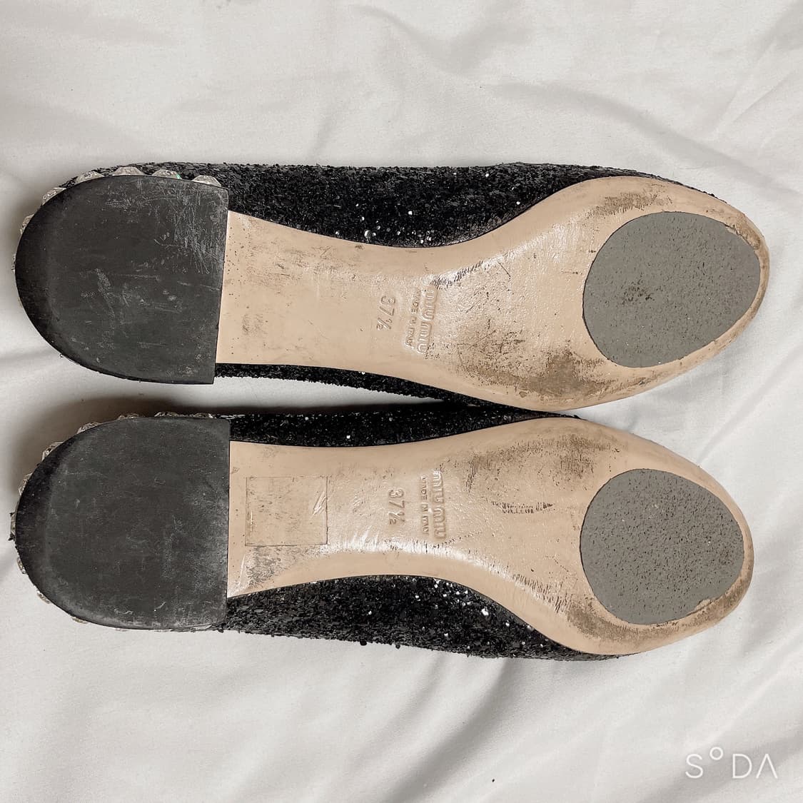 미우미우 블랙 글리터 메리제인 플랫 슈즈 구두 상품이미지7