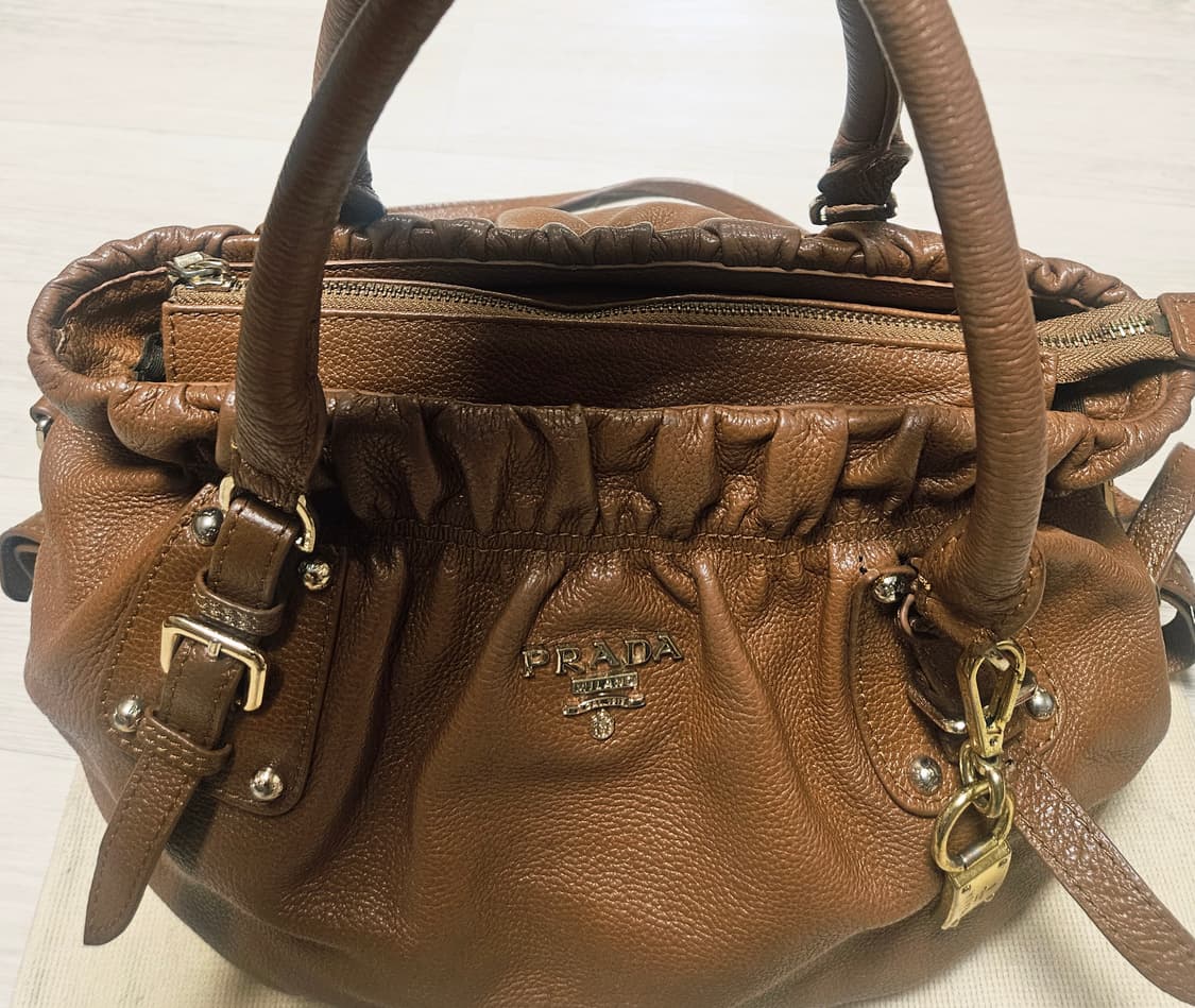 프라다 브라운 양가죽 토트&크로스백 정품 상품이미지1