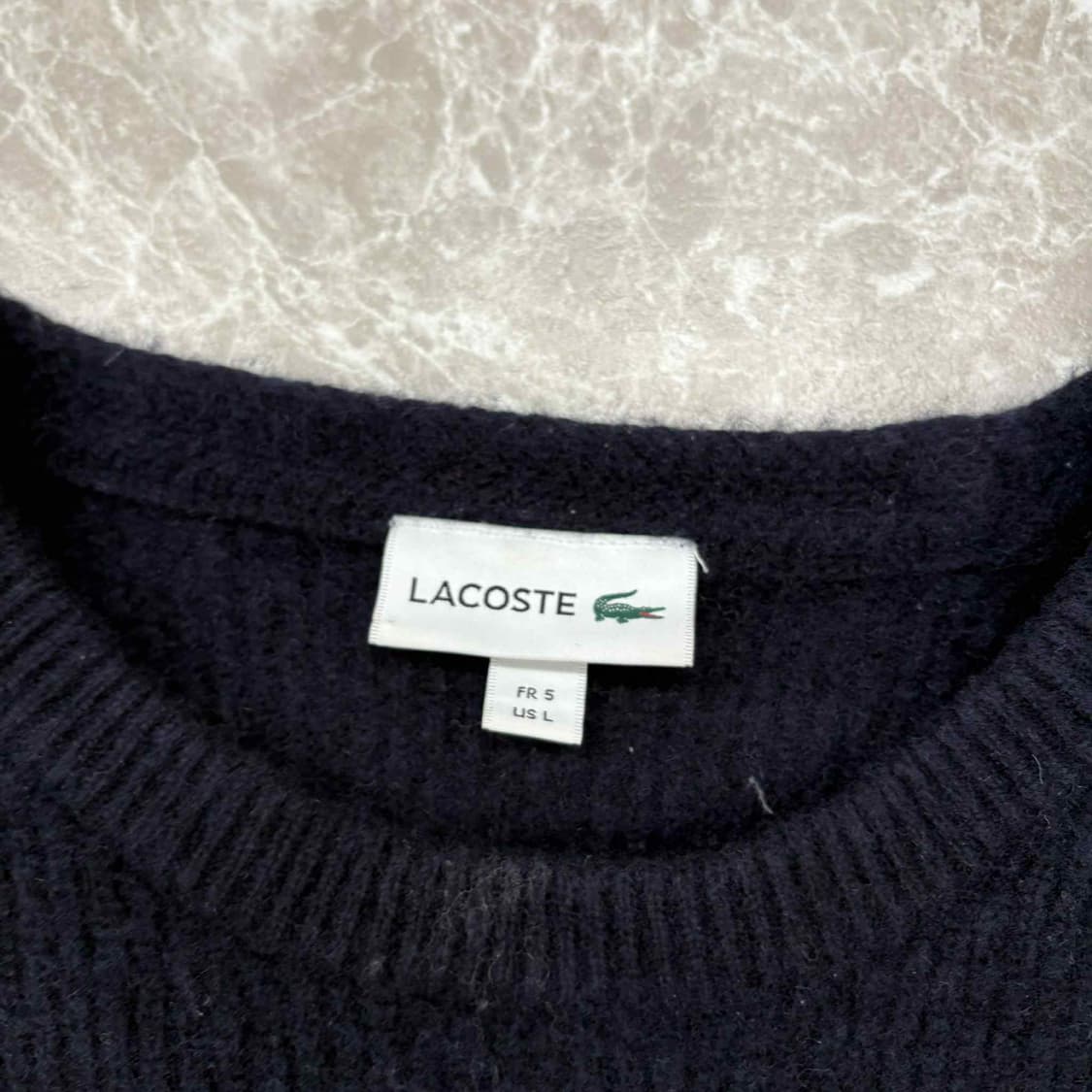 라코스테 스트라이프 울100% 핀터깔 크루넥 니트(100) 상품이미지4