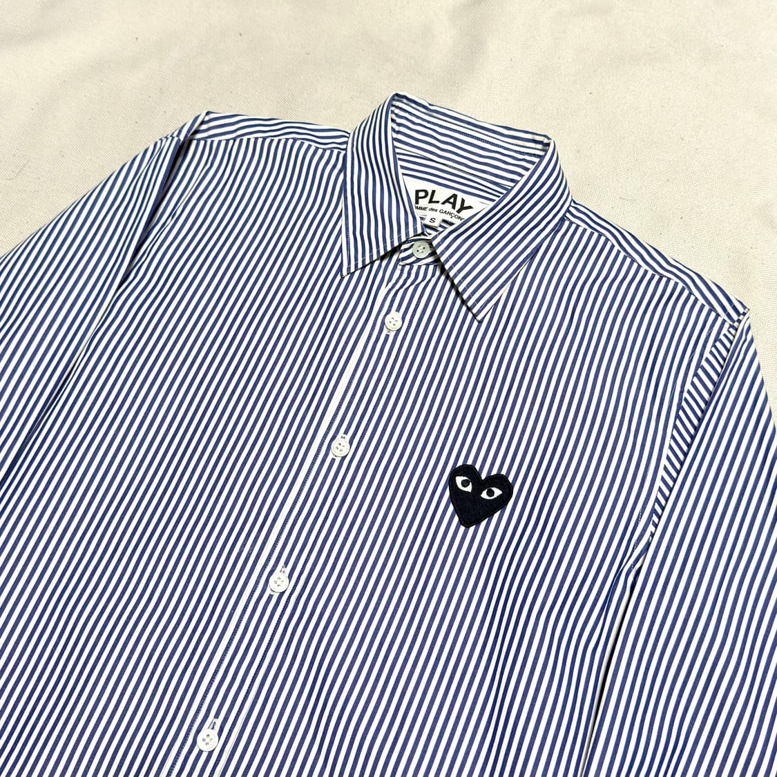 S 꼼데가르송 블랙 와펜 스트라이프 셔츠 상품이미지1