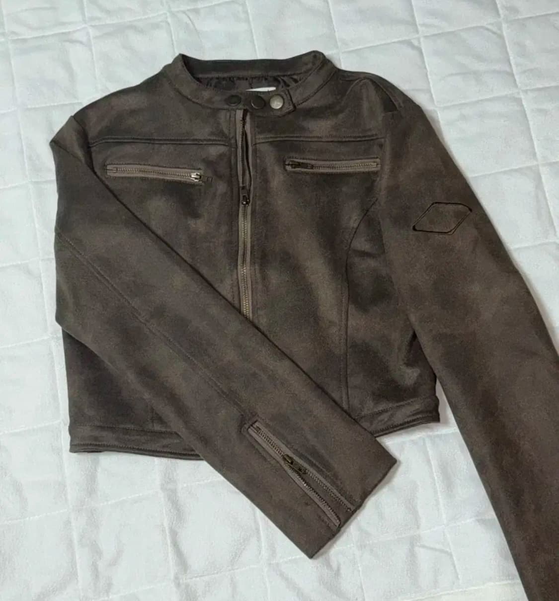 브라운 크롭 스웨이드 라이더 자켓 상품이미지1