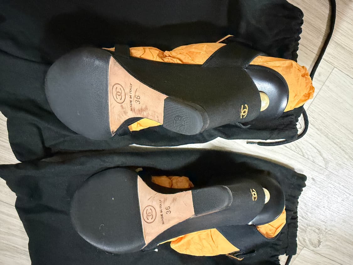 [36] 샤넬 웻지 샌달  블랙 상품이미지4