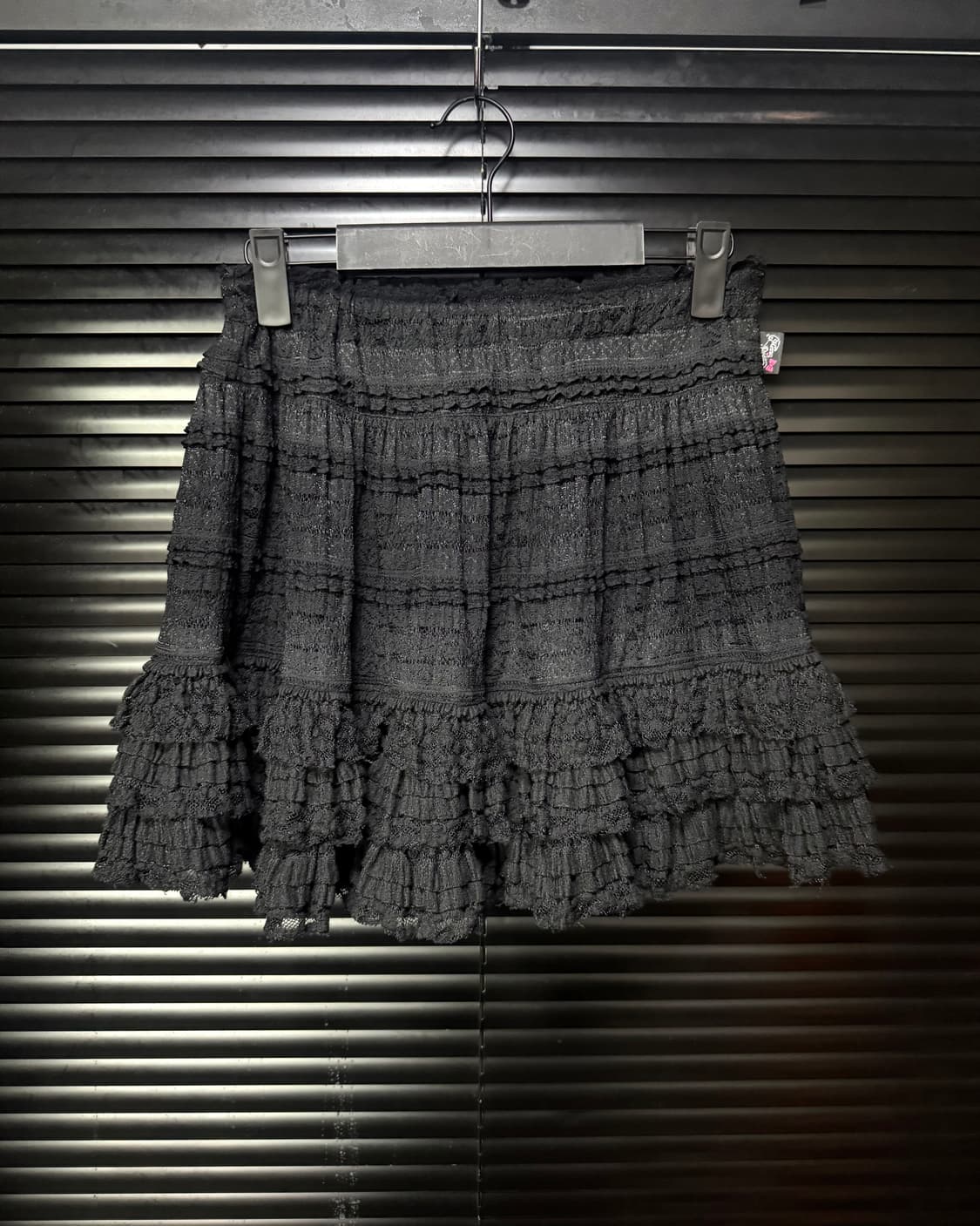 메조피아노 캉캉 레이스 치마 블랙 로리걸 갸루 고스 펑크 밴딩 프릴 쉬폰 상품이미지1