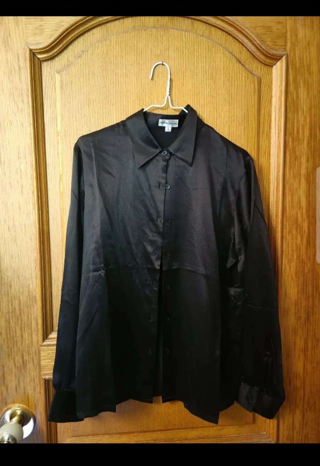 빈티치 블랙 새틴 와이셔츠 블라우스 상품이미지1