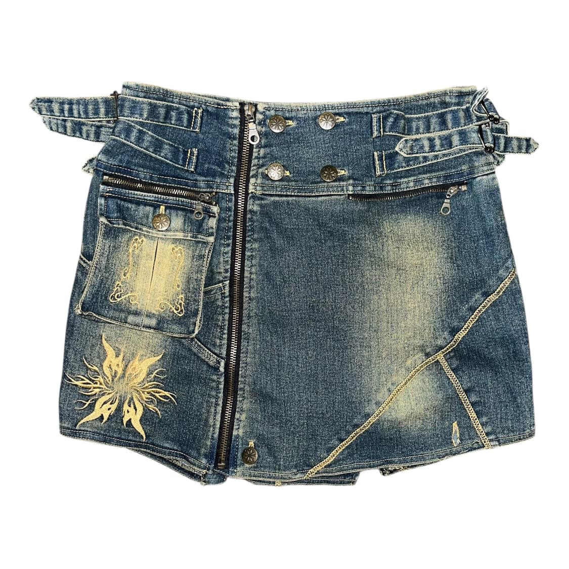 OZZ ON 오즈온 자수 데님 랩스커트 y2k펑크갸루 상품이미지1