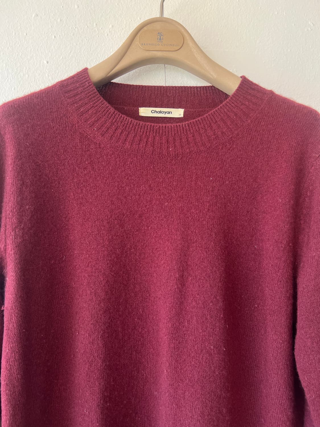 Chalayan 여성 버건디 캐시미어100니트 라운드니트 상품이미지1