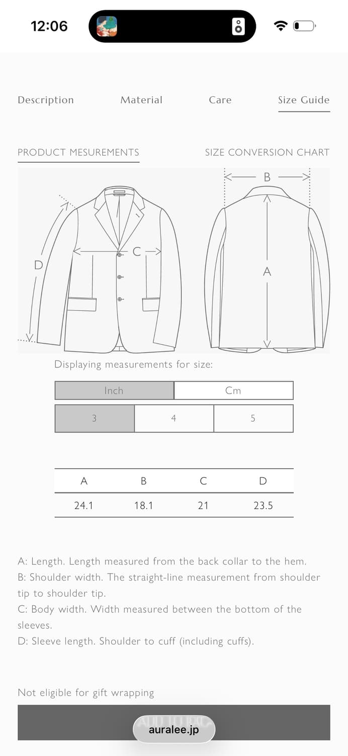 26ss 오라리 가먼트다잉 치노 블루종  상품이미지2