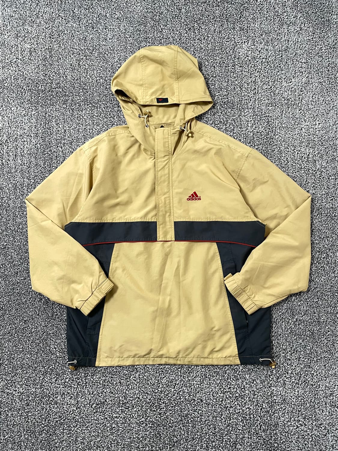 빈티지9. 아디다스 올드스쿨 바람막이 아노락 하프집업 점퍼 옐로우베이지 상품이미지1