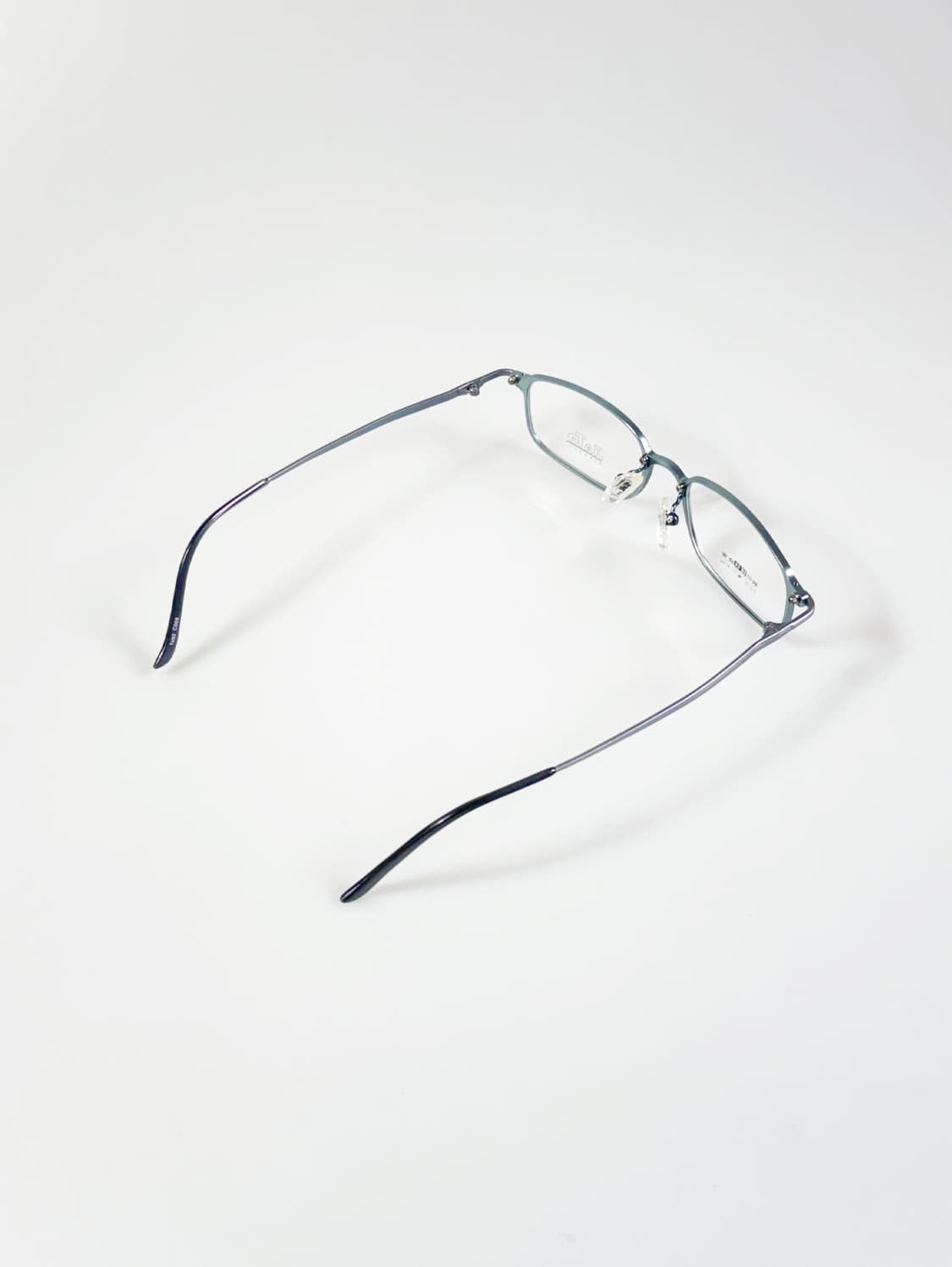 90s 일본제 HATO 틸블루 메탈 슬림 스퀘어 빈티지 안경 상품이미지4