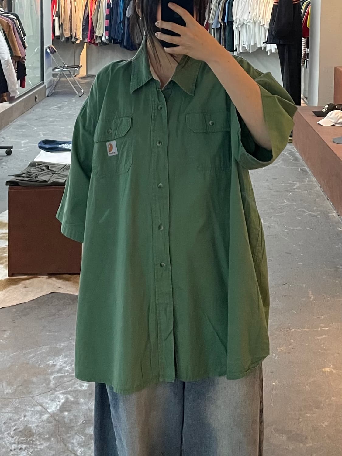 칼하트 그린 반팔 셔츠 H2451 상품이미지1