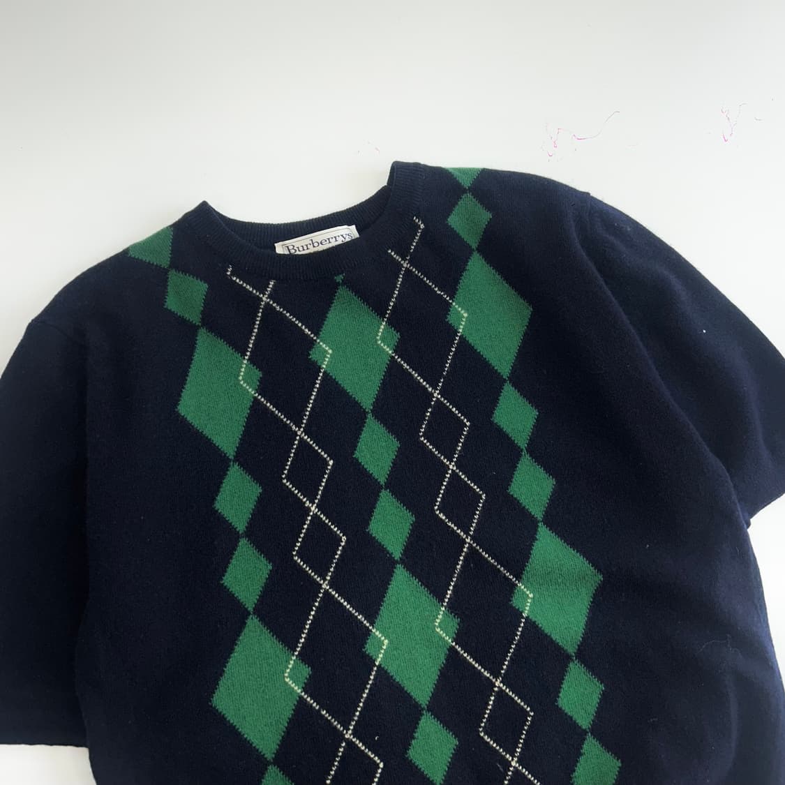 Burberry 버버리 아가일 네이비 반팔 니트 상품이미지4