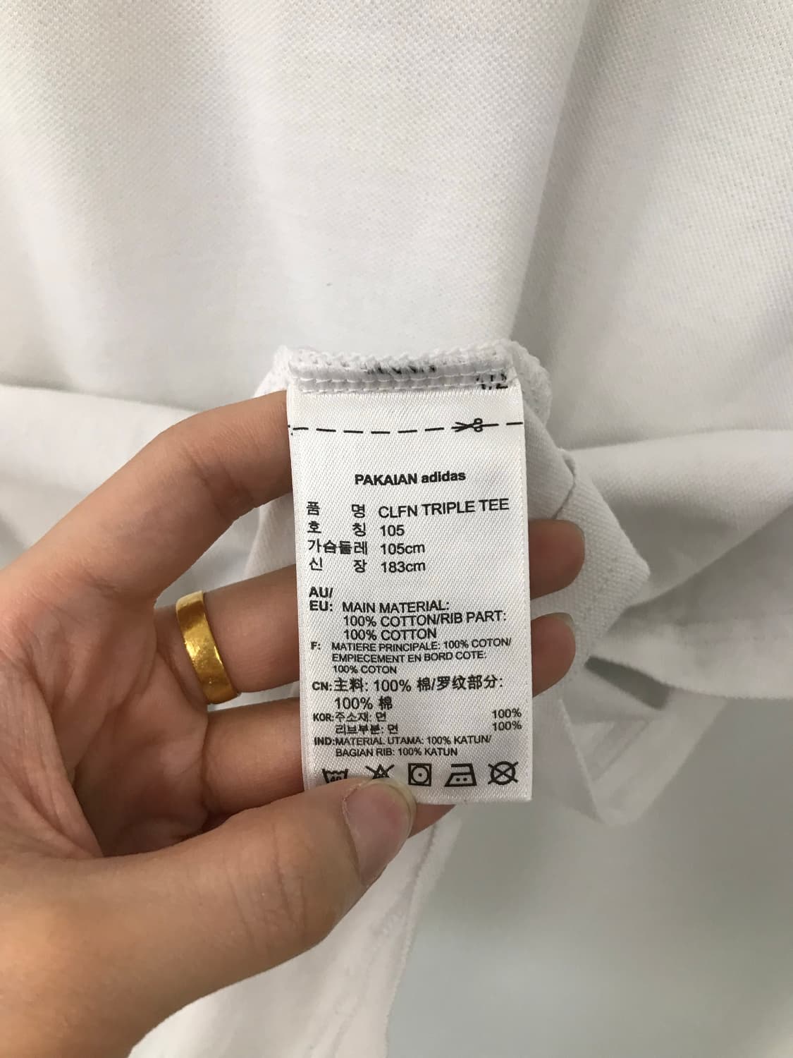 아디다스 자수로고 화이트 링거 반팔 티셔츠  상품이미지4
